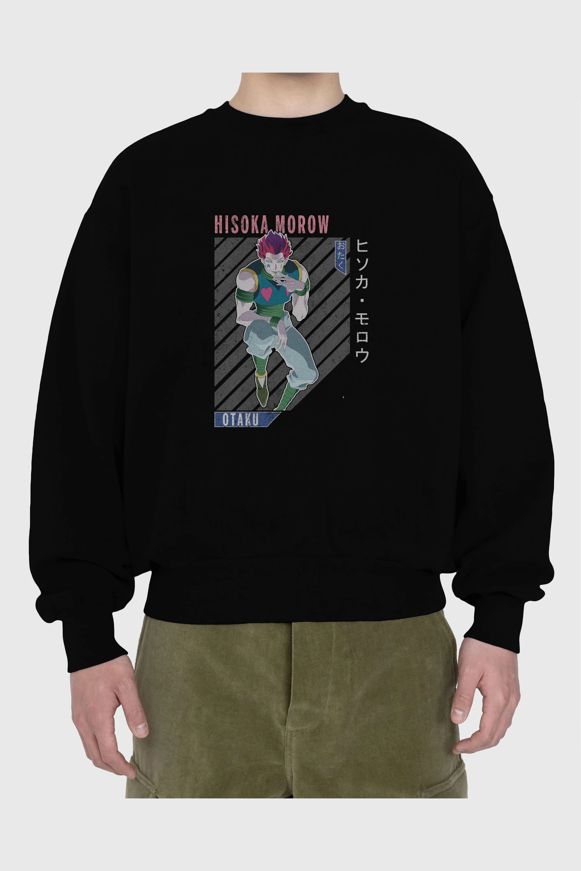 Hisoka Morow 2 2 Anime Ön Baskılı Oversize Sweatshirt Erkek Kadın Unisex
