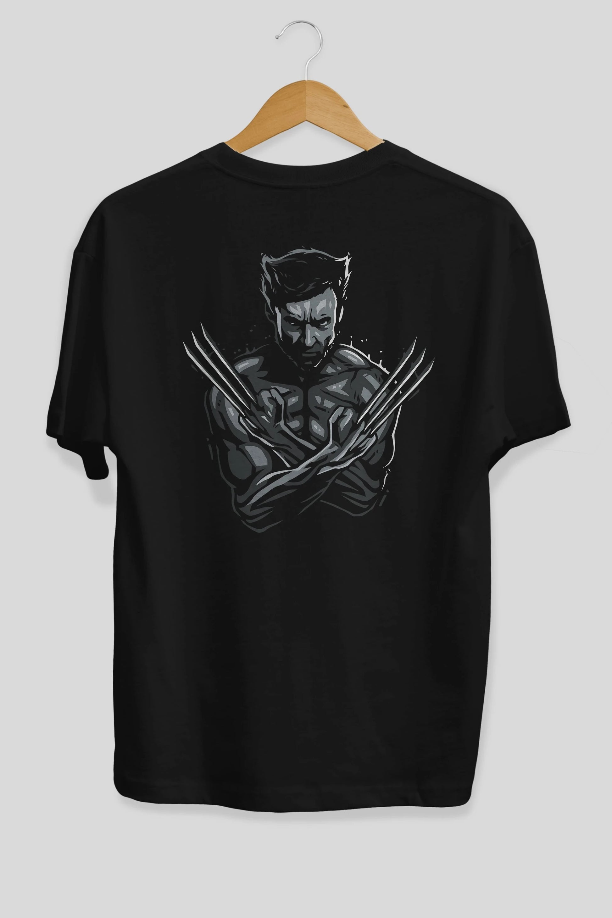 Wolverine Arka Baskılı Oversize t-shirt Erkek Kadın Unisex %100 Pamuk Bisiklet Yaka tişort