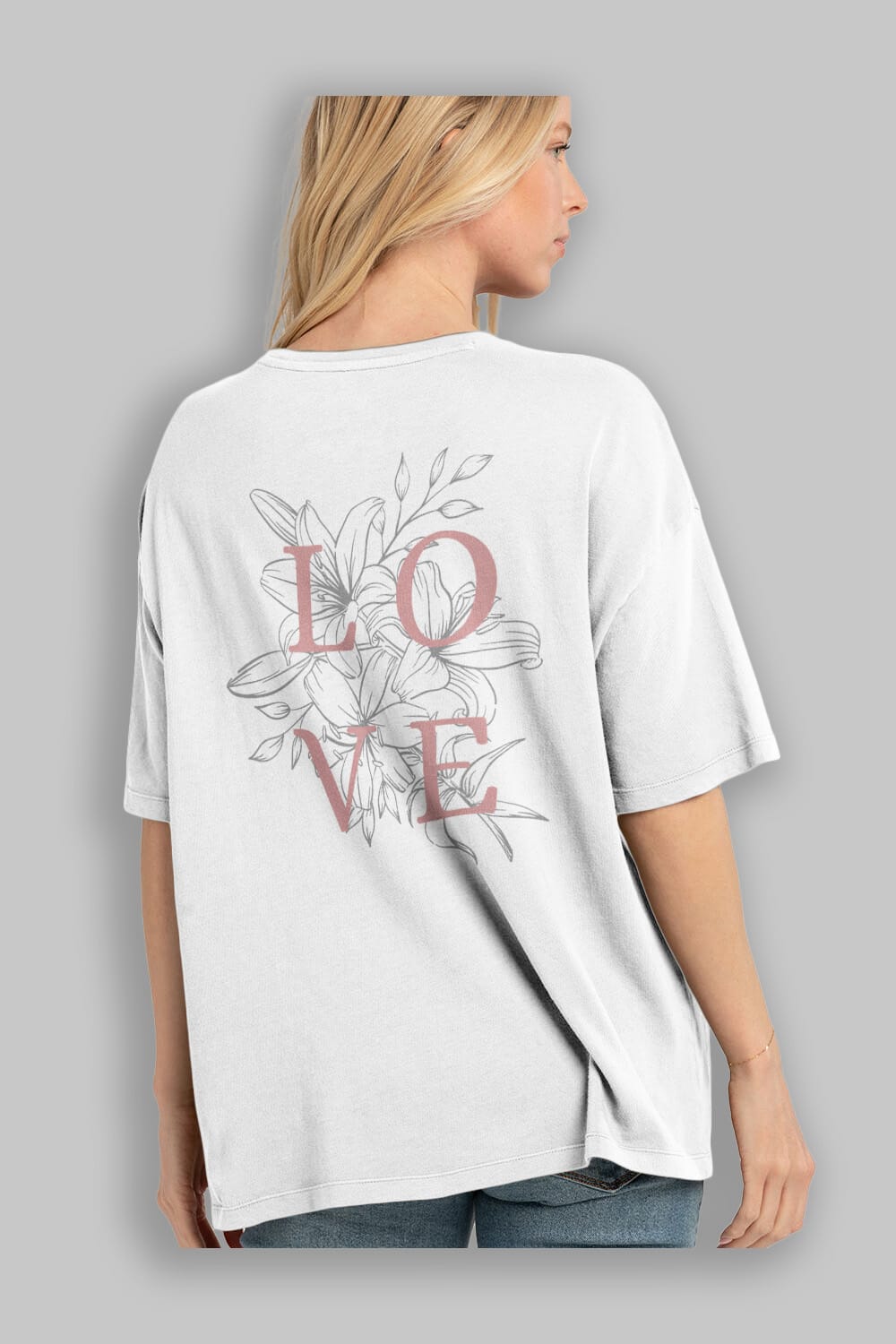 Love Yazılı Arka Baskılı Oversize t-shirt Erkek Kadın Unisex