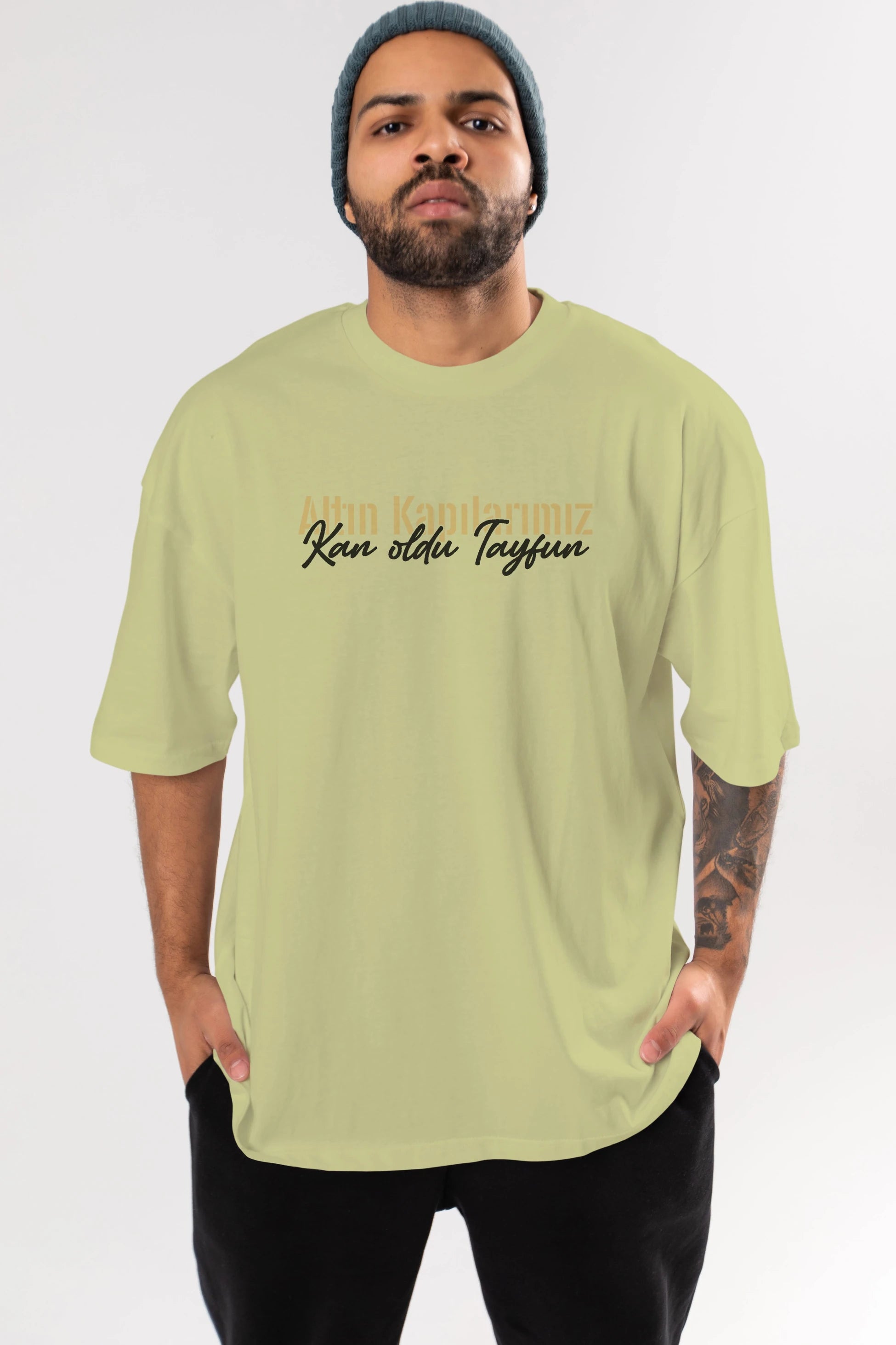 Altın Kapılarımız Kan Oldu Ön Baskılı Oversize t-shirt %100 pamuk Erkek Kadın Unisex