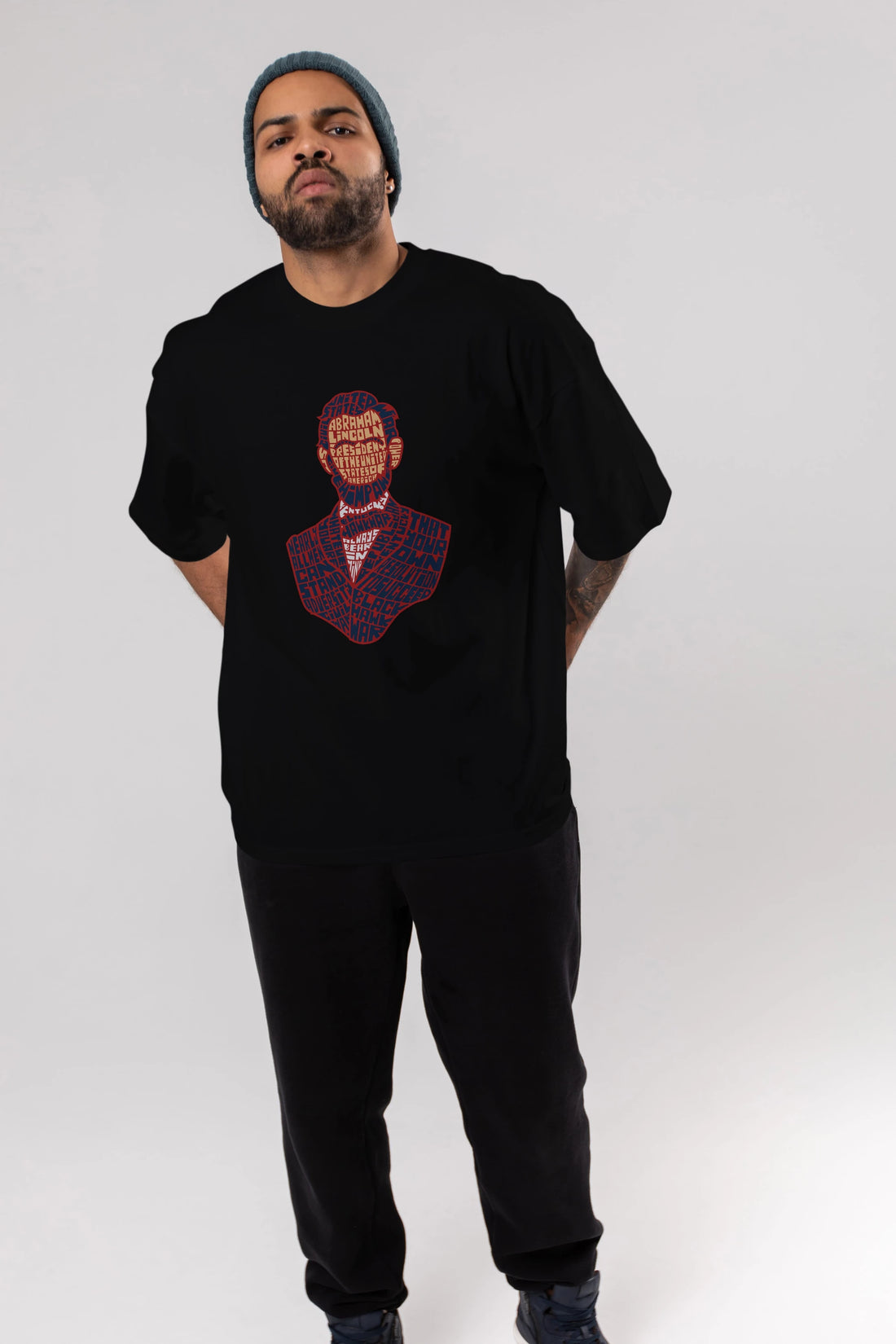 Abraham Lincoln Ön Baskılı Oversize t-shirt %100 pamuk Erkek Kadın Unisex