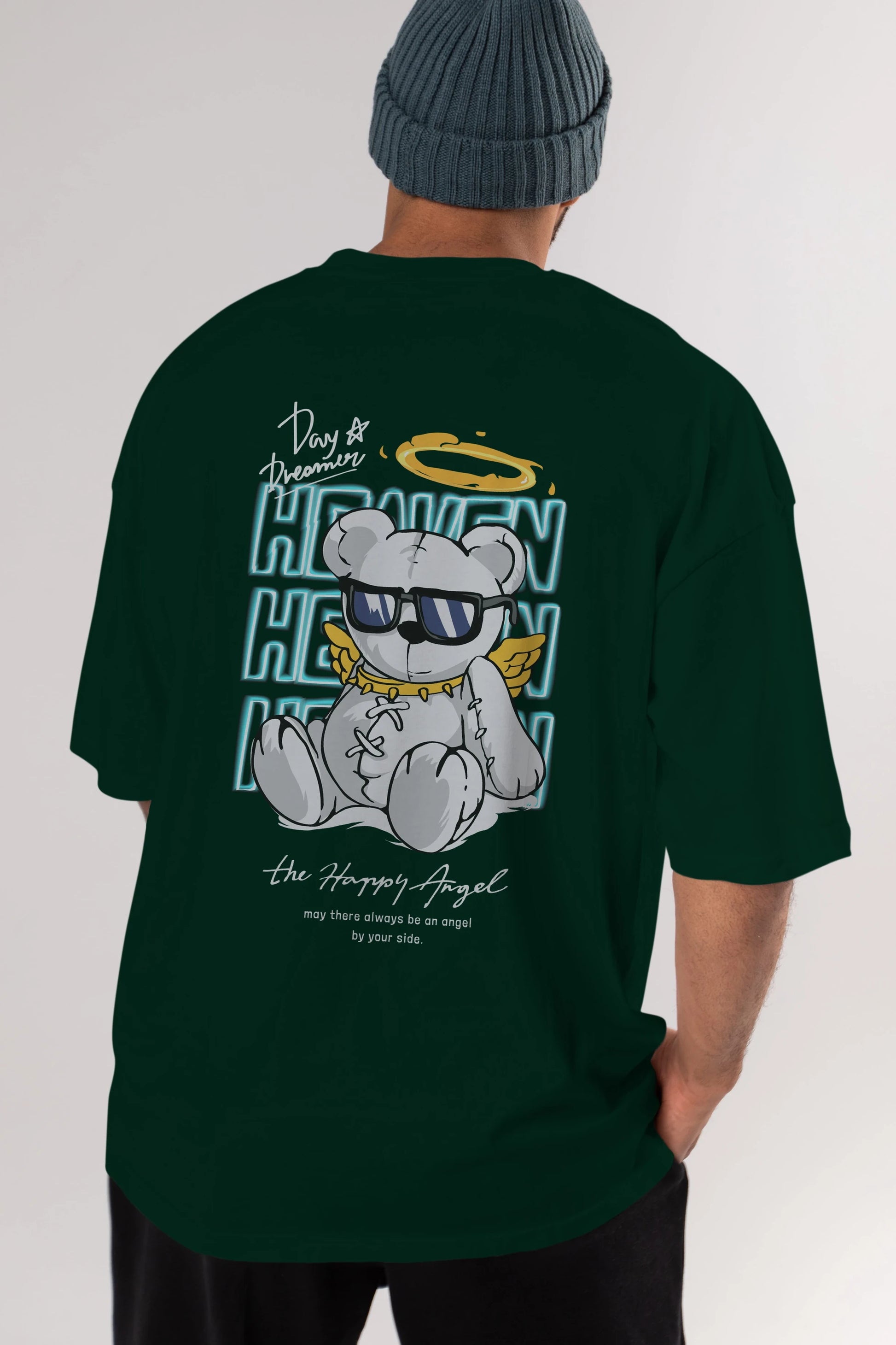 Heaven Bear Arka Baskılı Oversize t-shirt Erkek Kadın Unisex