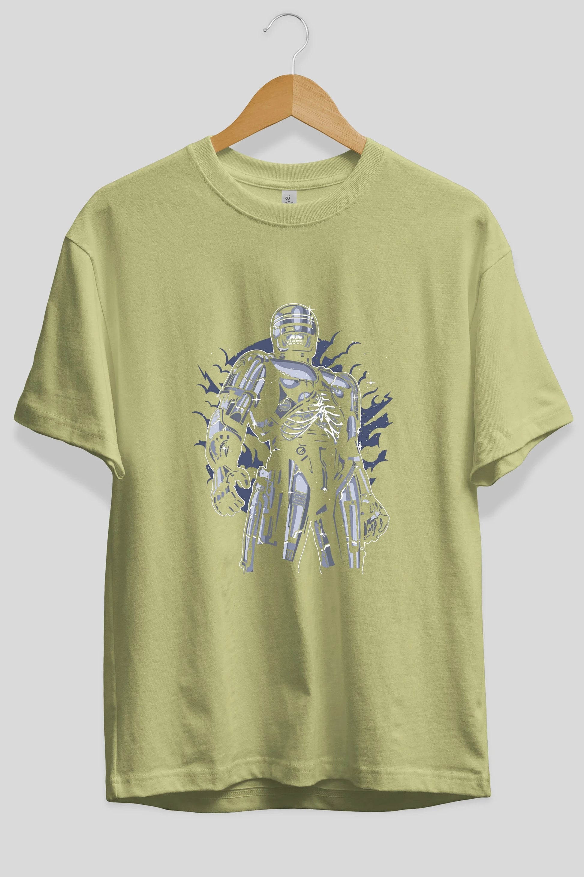 Roboskull Ön Baskılı Oversize t-shirt Erkek Kadın Unisex %100 Pamuk tişort