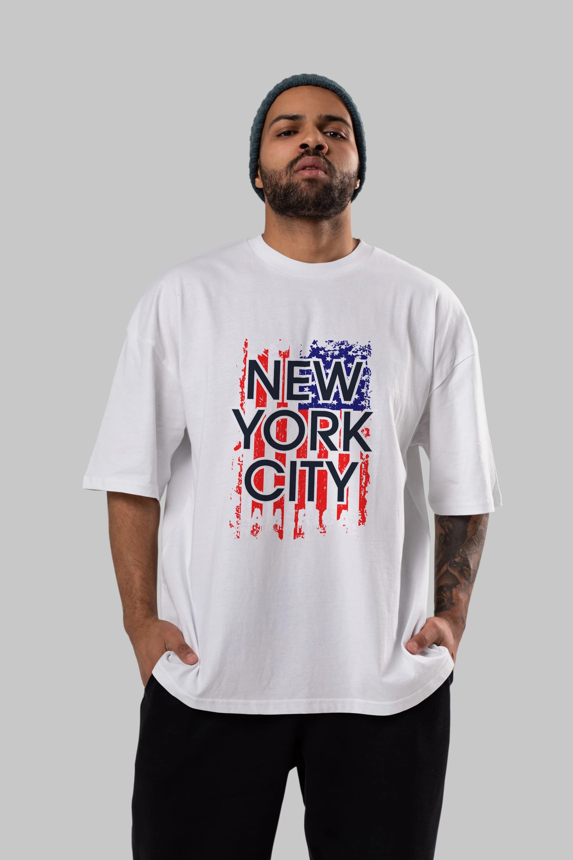 New York City 2 Ön Baskılı Oversize t-shirt Erkek Kadın Unisex