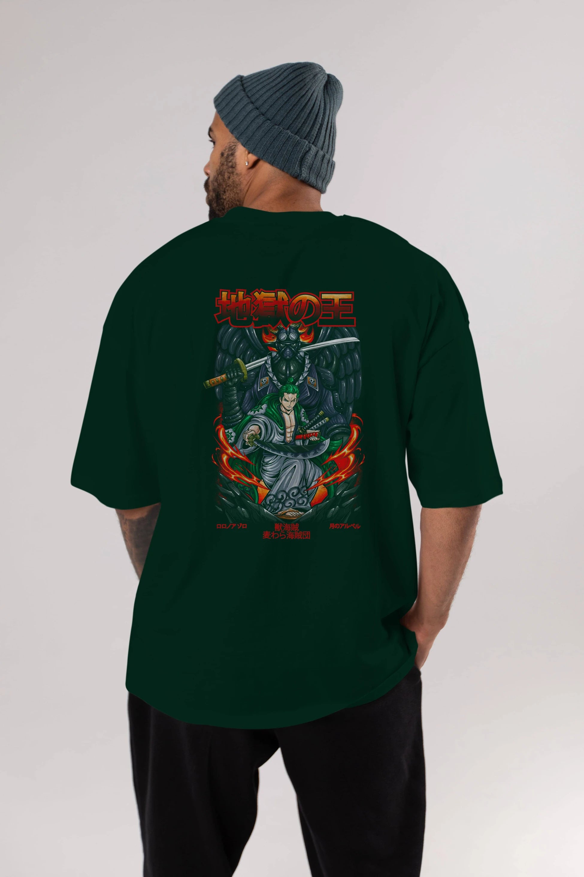 Roronoa Zoro 4 Anime Arka Baskılı Oversize t-shirt Erkek Kadın Unisex