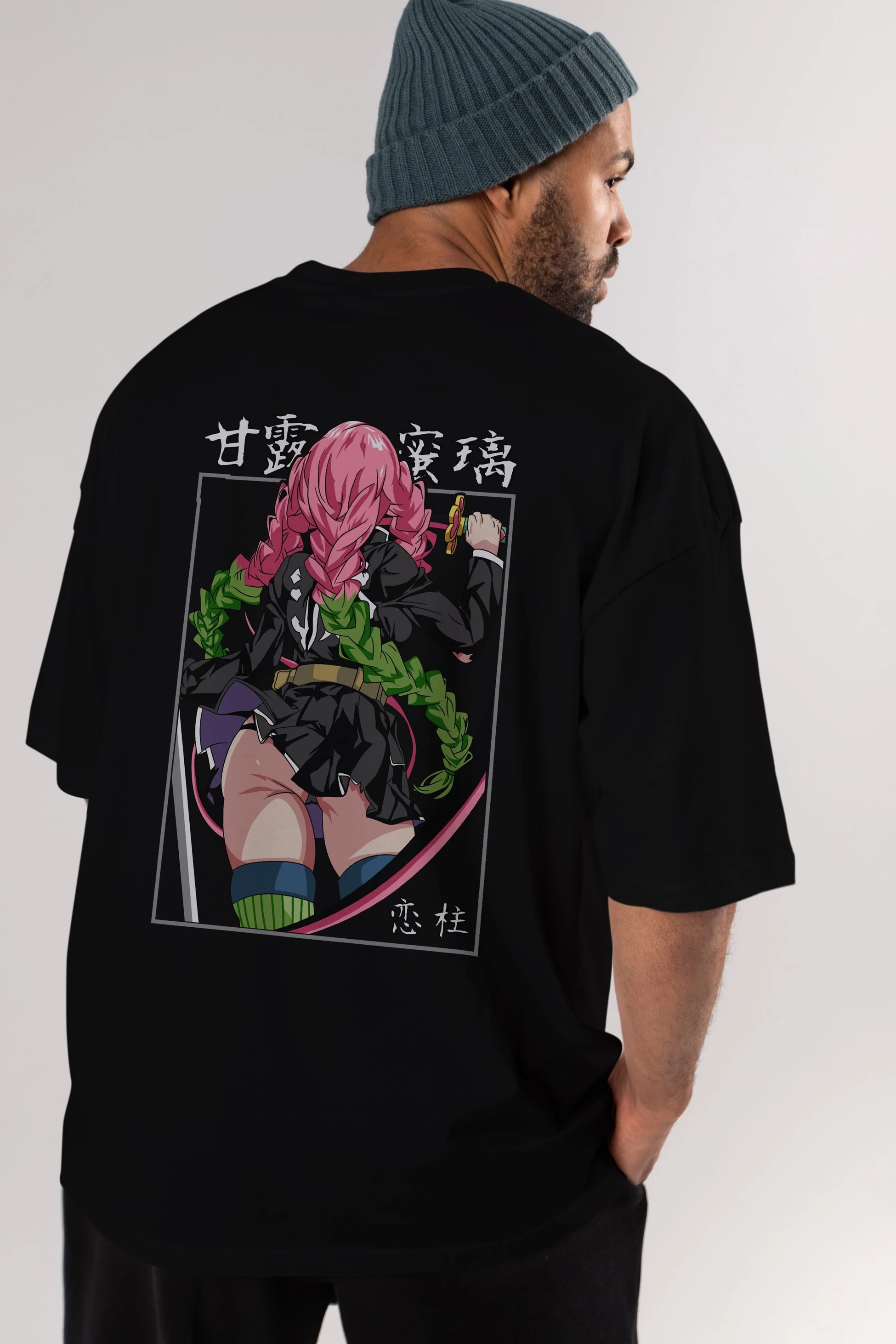 Mitsuri DEMONSLAYER Anime Arka Baskılı Oversize t-shirt Erkek Kadın Unisex