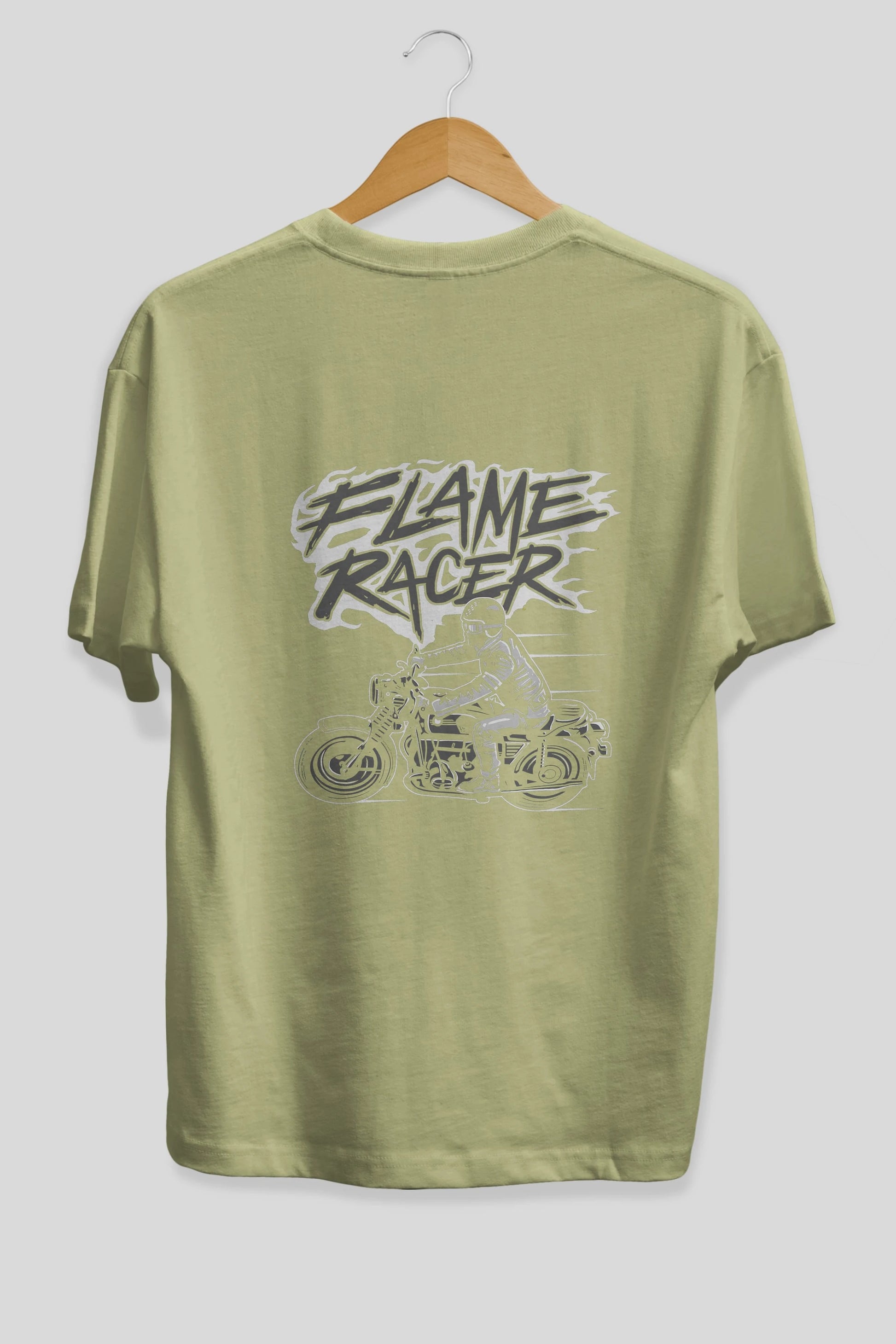 Flame Racer Arka Baskılı Oversize t-shirt Erkek Kadın Unisex %100 Pamuk