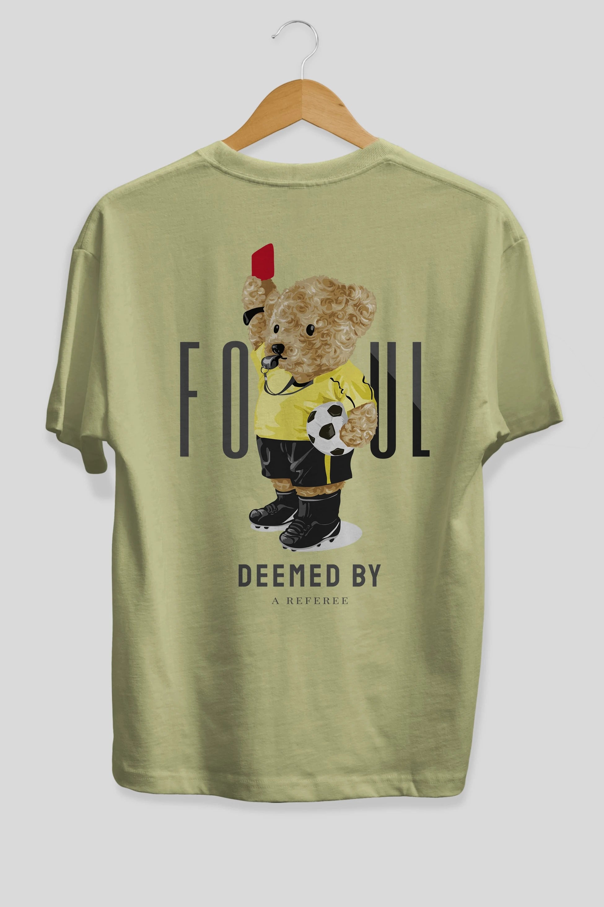 Teddy Bear Kırmızı Kart Arka Baskılı Oversize t-shirt Erkek Kadın Unisex %100 Pamuk
