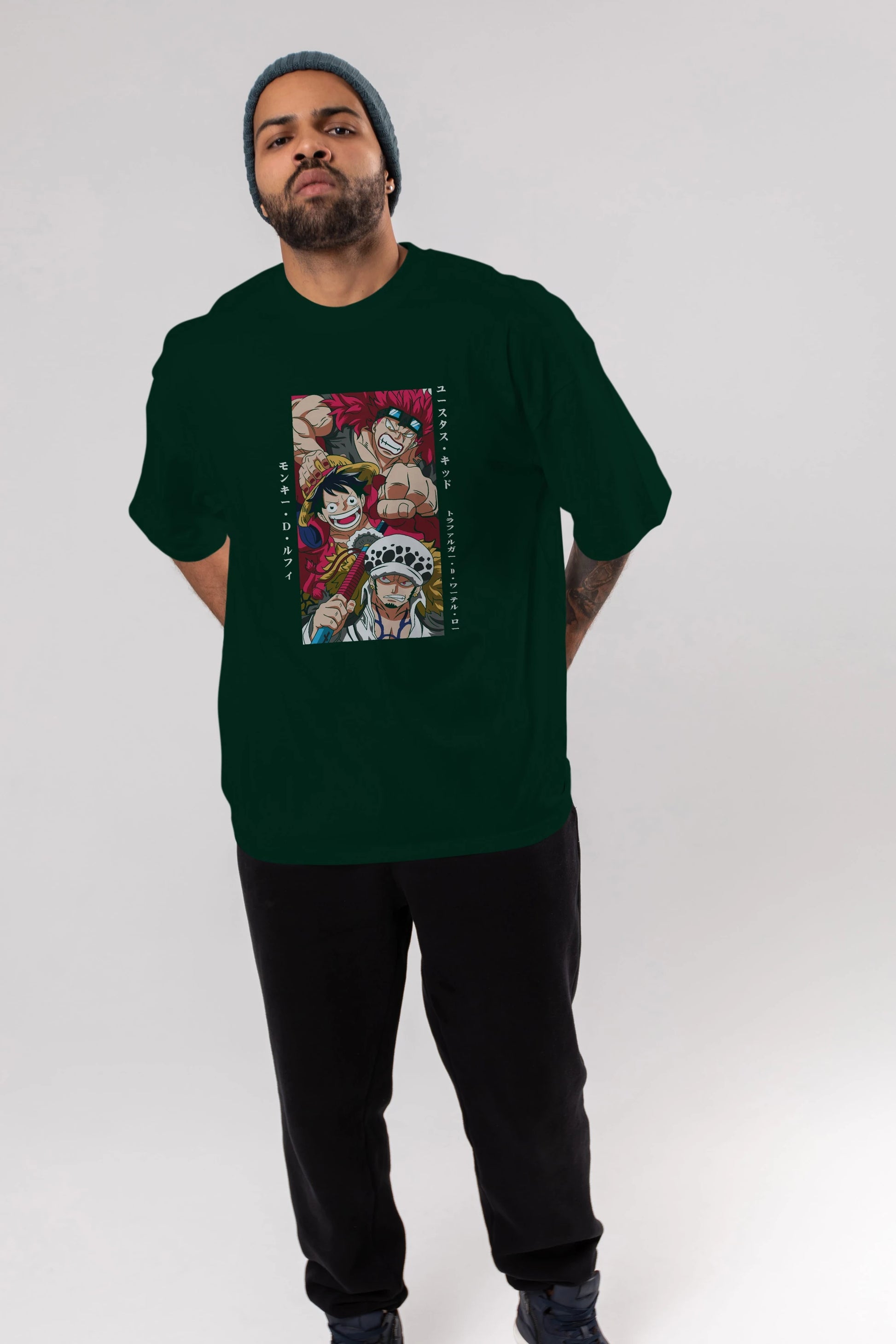 SUPER NOVAS one piece Anime Ön Baskılı Oversize t-shirt %100 pamuk Erkek Kadın Unisex