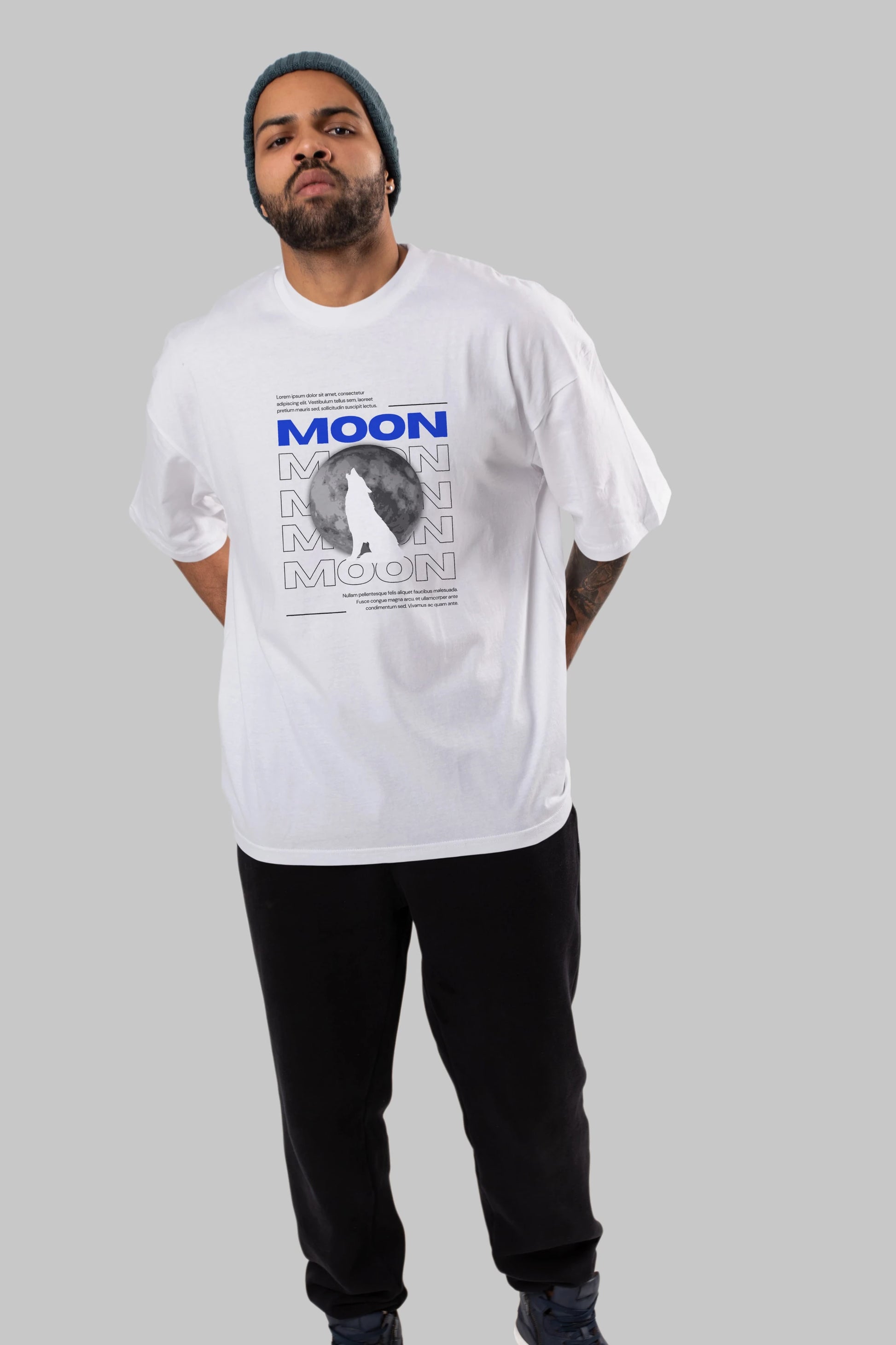 Moon Ön Baskılı Oversize t-shirt Erkek Kadın Unisex