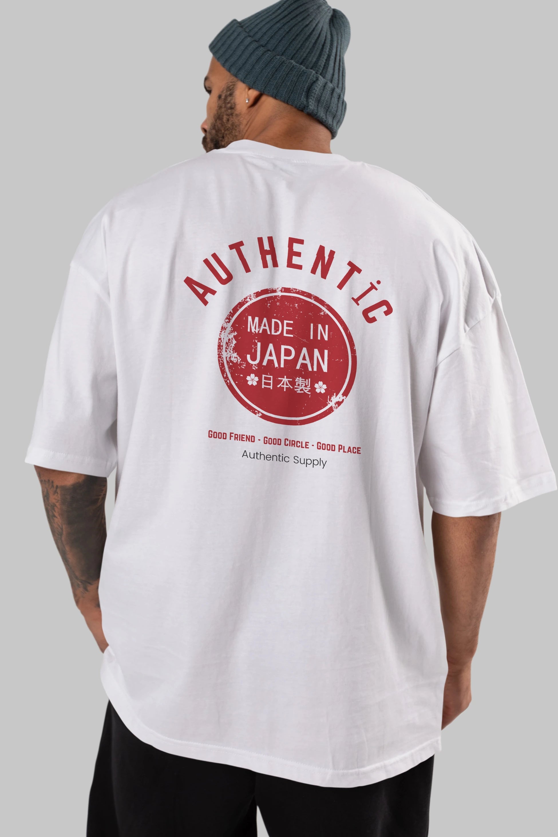 Authentic Japan Style Arka Baskılı Oversize t-shirt Erkek Kadın Unisex
