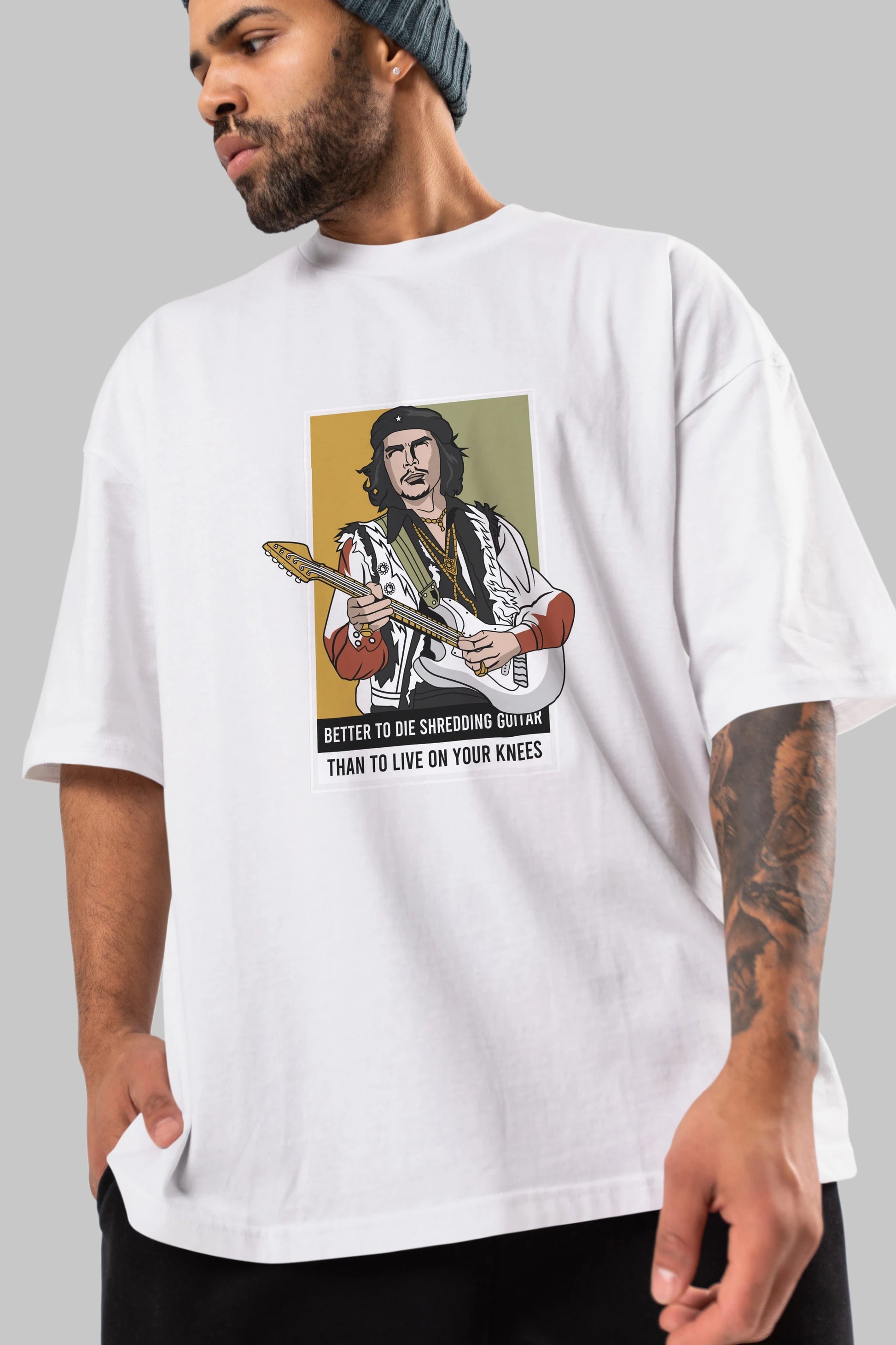 Che Guevara Hendrix Ön Baskılı Oversize t-shirt Erkek Kadın Unisex %100 Pamuk tişort