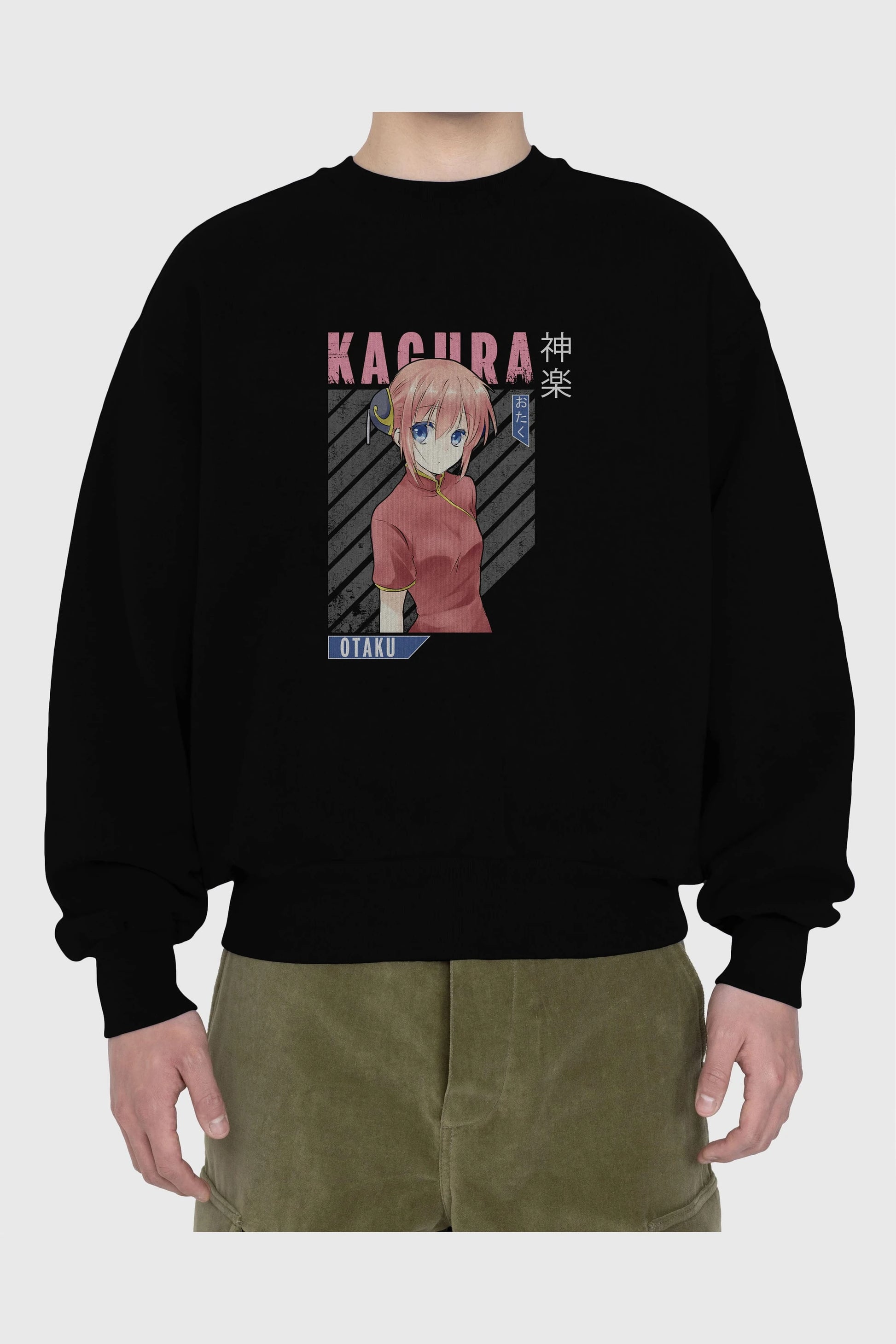Kagura GINTAMA Anime Ön Baskılı Oversize Sweatshirt Erkek Kadın Unisex