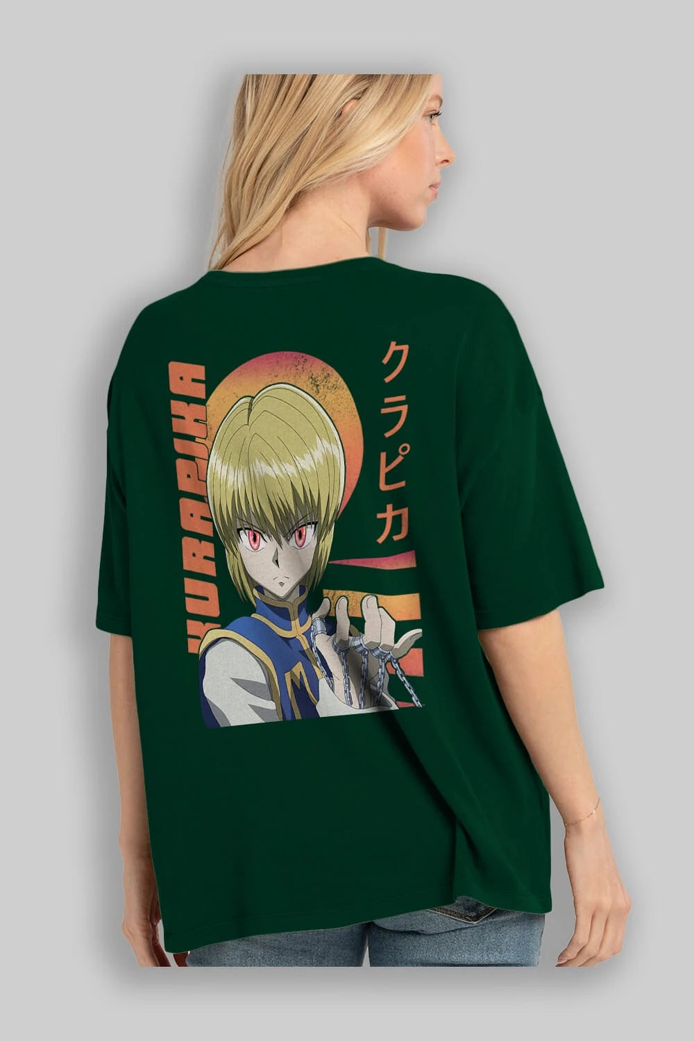 Kurapika 5 (2) Anime Arka Baskılı Oversize t-shirt Erkek Kadın Unisex