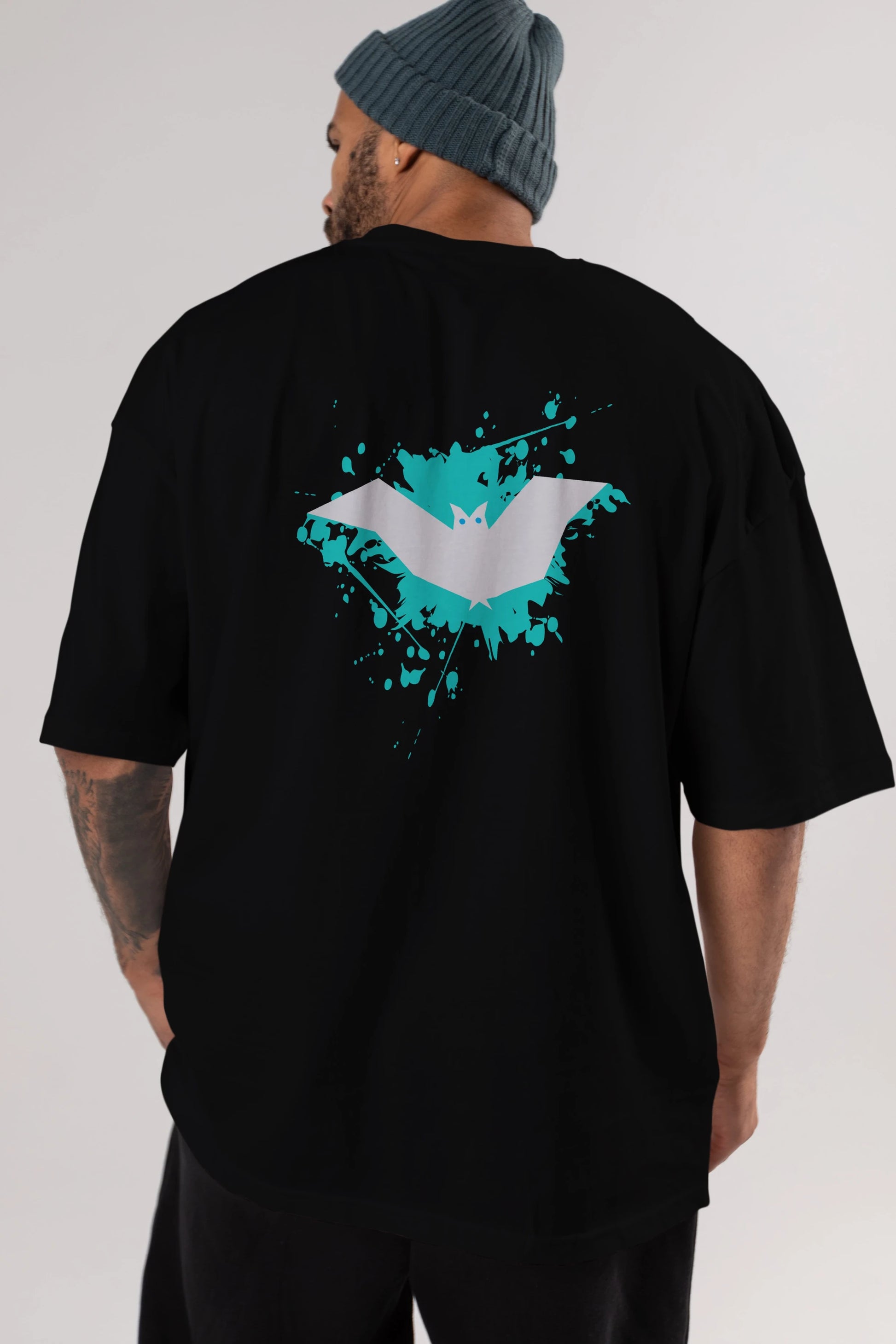Halloween Arka Baskılı Oversize t-shirt Erkek Kadın Unisex