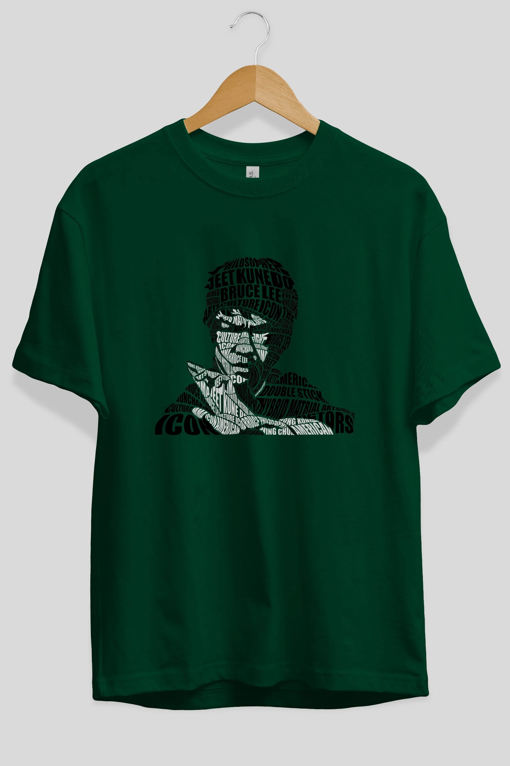 Bruce Lee Calligram Ön Baskılı Oversize t-shirt %100 pamuk Erkek Kadın Unisex