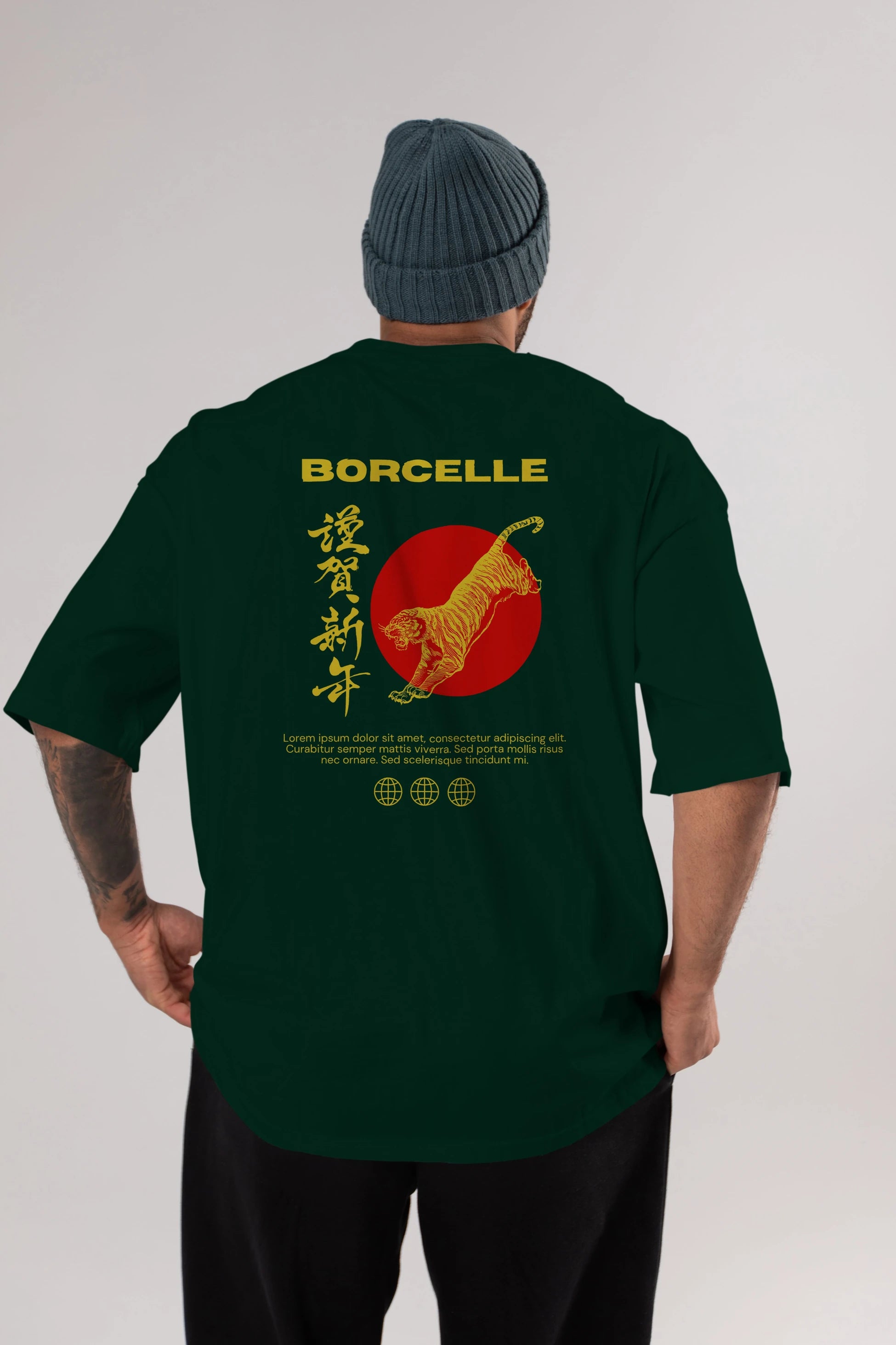 Borcelle Tiger Streetwear Arka Baskılı Oversize t-shirt Erkek Kadın Unisex