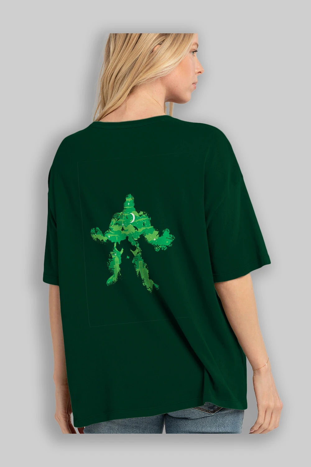 Green Monster Arka Baskılı Oversize t-shirt %100 pamuk Erkek Kadın Unisex