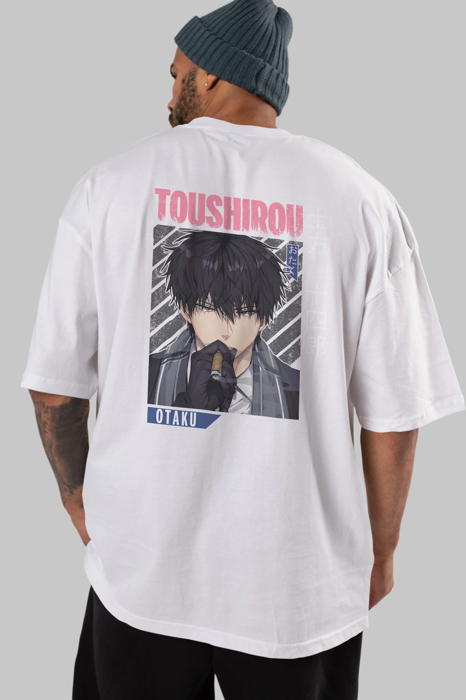 Toushirou Hijikata 2 Anime Arka Baskılı Oversize t-shirt Erkek Kadın Unisex