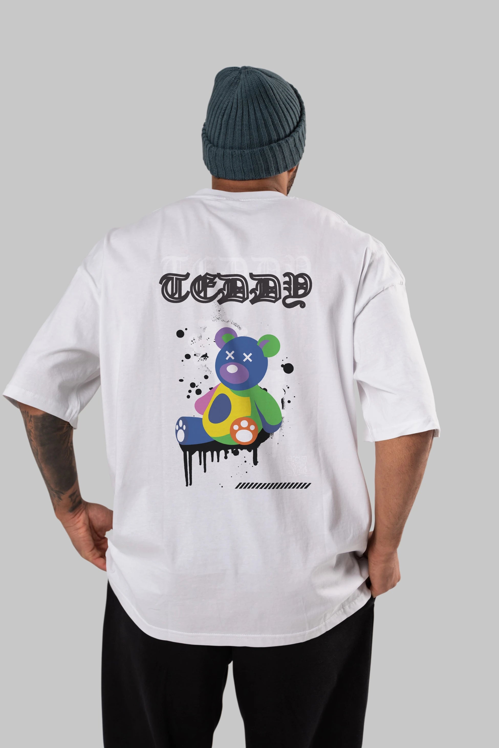 Teddy Bear Arka Baskılı Oversize t-shirt Erkek Kadın Unisex