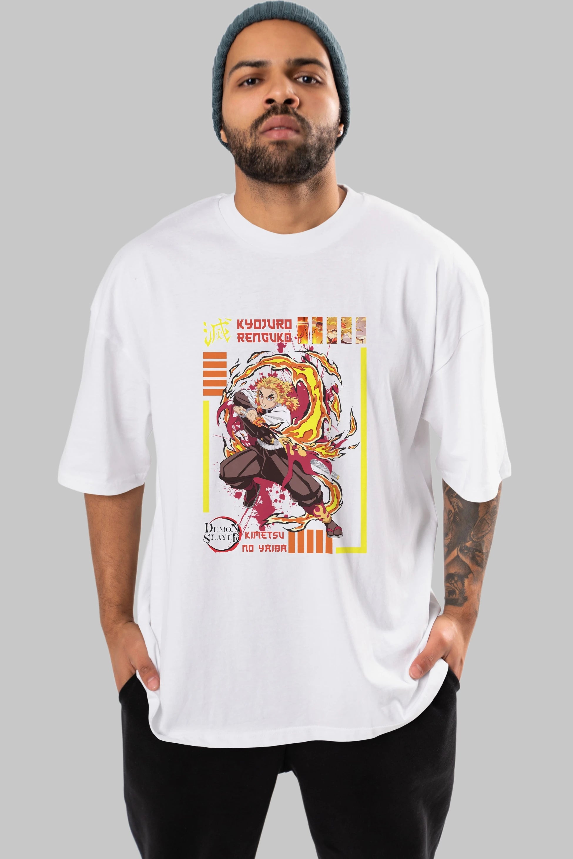 KYOJURO RENGOKU Anime Ön Baskılı Oversize t-shirt %100 pamuk Erkek Kadın Unisex