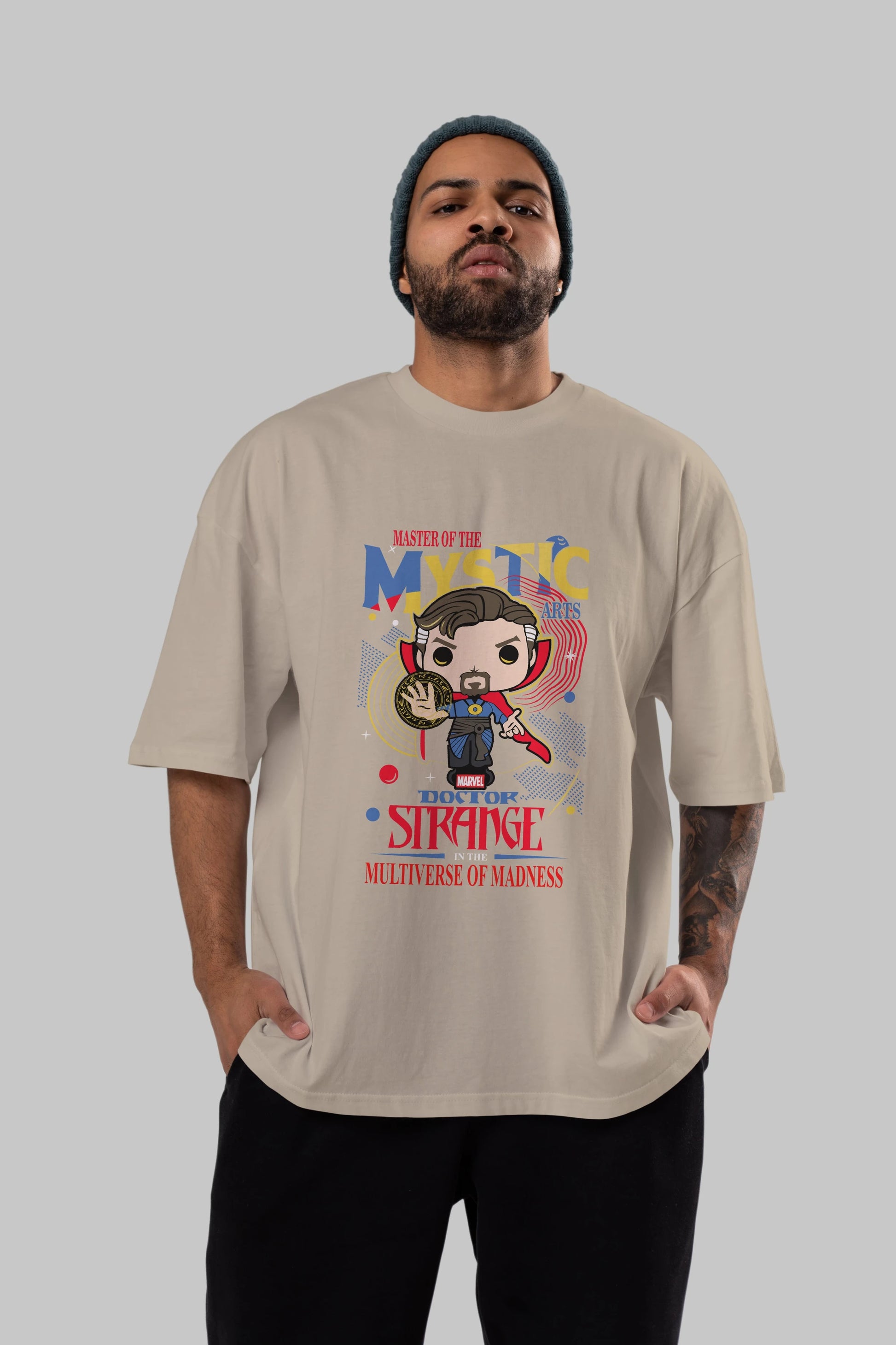Doctor Strange Ön Baskılı Oversize t-shirt Erkek Kadın Unisex %100 Pamuk Bisiklet Yaka tişort