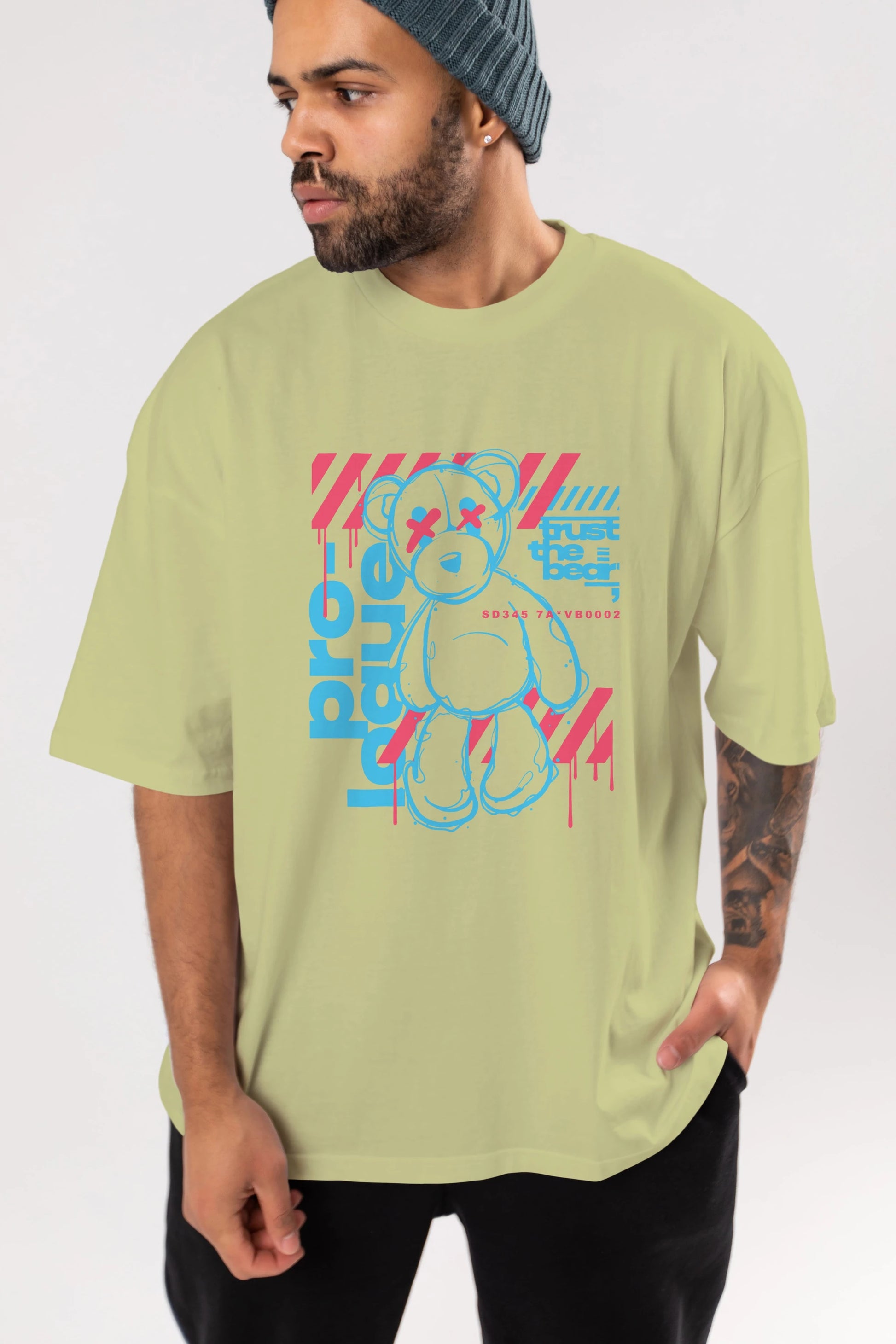 Trust The Bear Ön Baskılı Oversize t-shirt Erkek Kadın Unisex