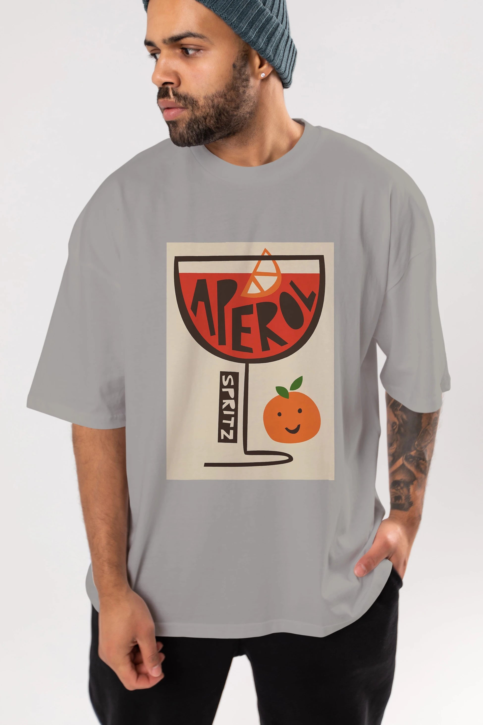 Aperol Spritz 9 Ön Baskılı Oversize t-shirt Erkek Kadın Unisex %100 Pamuk Bisiklet Yaka tişort