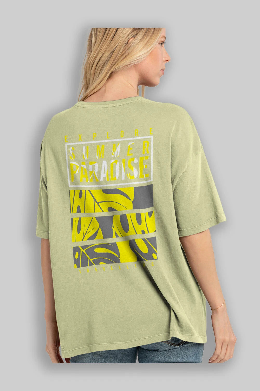 Summer Paradise Arka Baskılı Oversize t-shirt Erkek Kadın Unisex