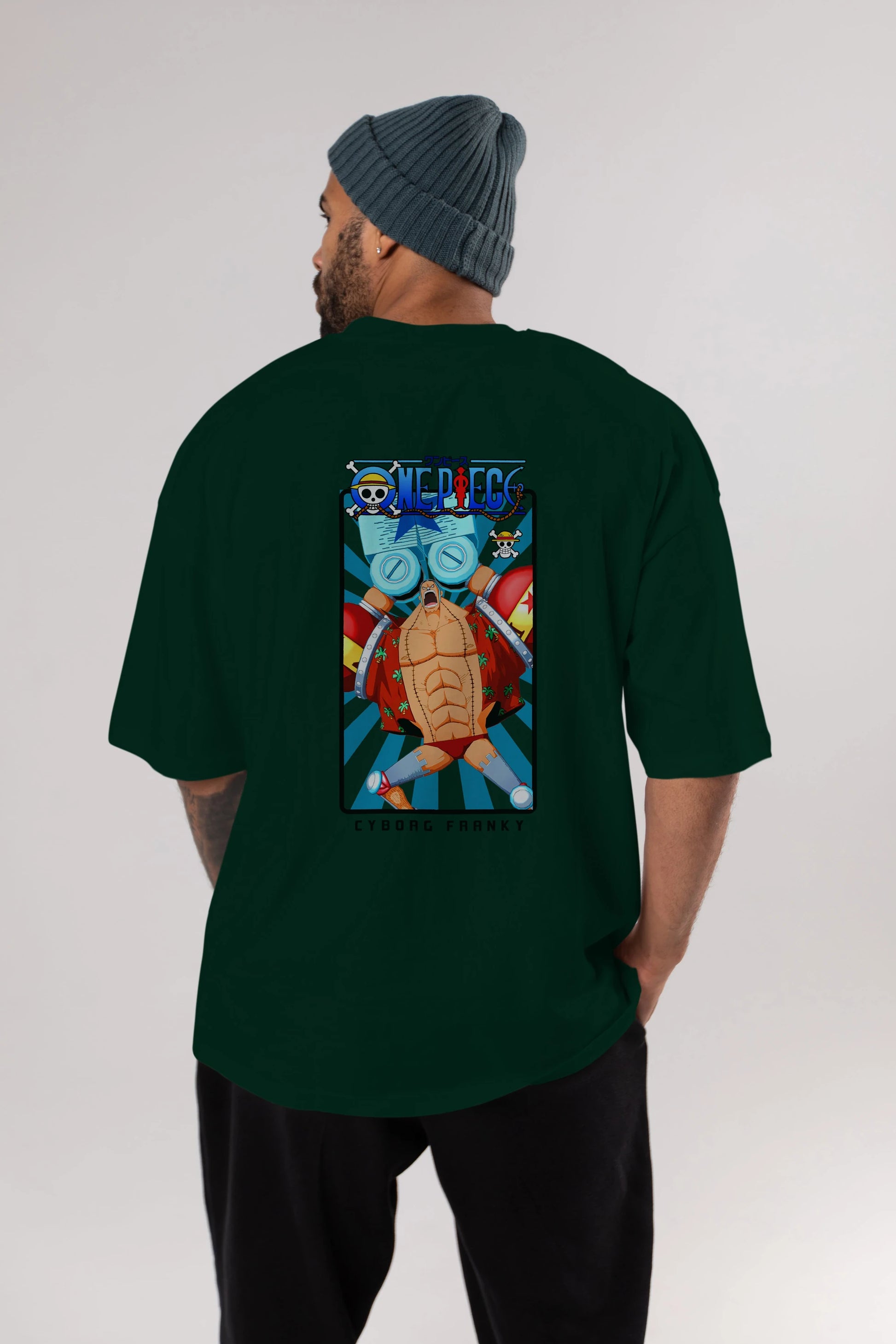 Franky Anime Arka Baskılı Oversize t-shirt Erkek Kadın Unisex %100 pamuk tişort