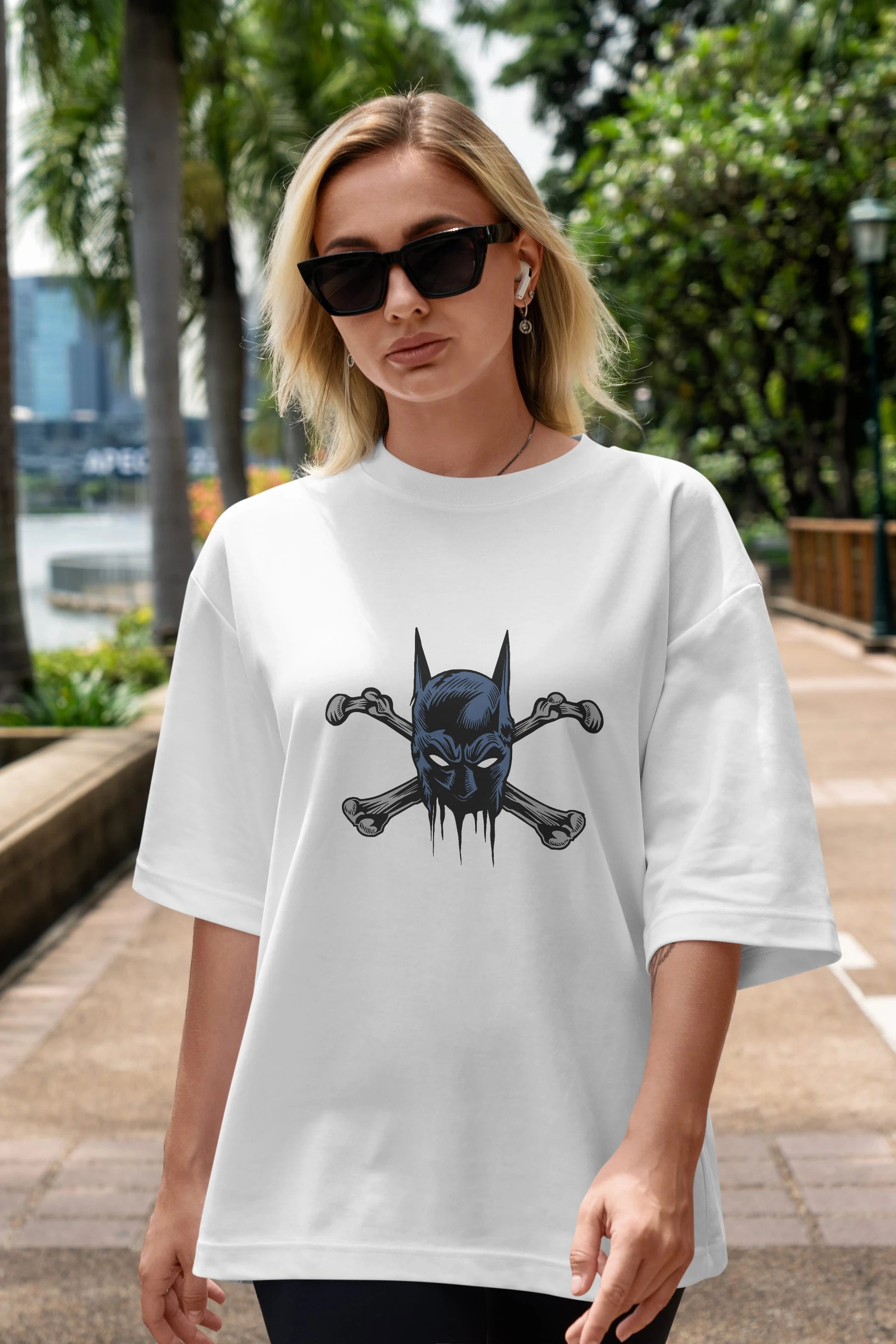 Batbones Ön Baskılı Oversize t-shirt Erkek Kadın Unisex %100 Pamuk tişort