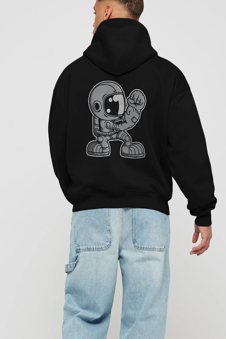 Astronaut Fighting Irish Arka Baskılı Hoodie Oversize Kapüşonlu Sweatshirt Erkek Kadın Unisex