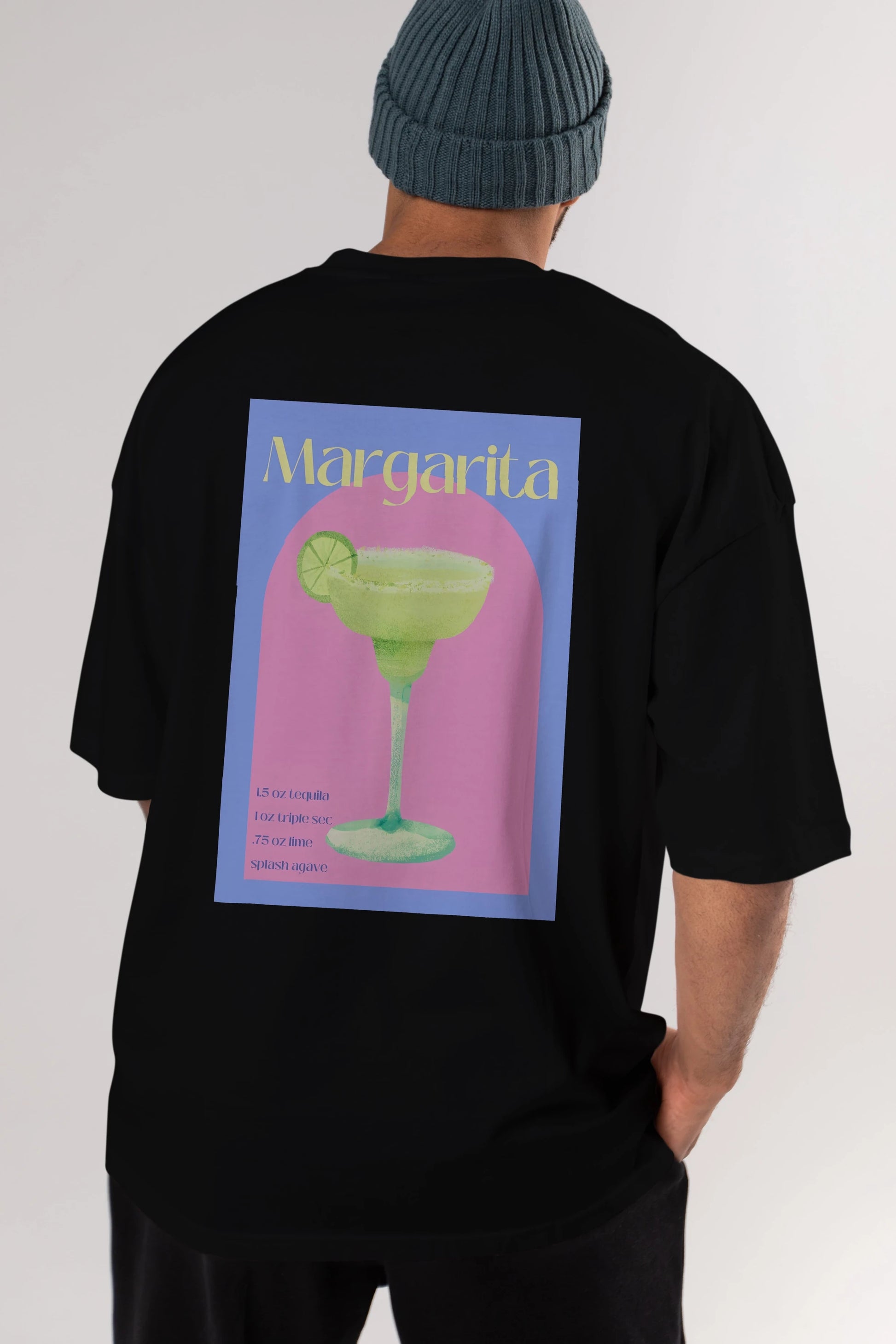 Margarita 6 Arka Baskılı Oversize t-shirt Erkek Kadın Unisex %100 Pamuk Bisiklet Yaka tişort