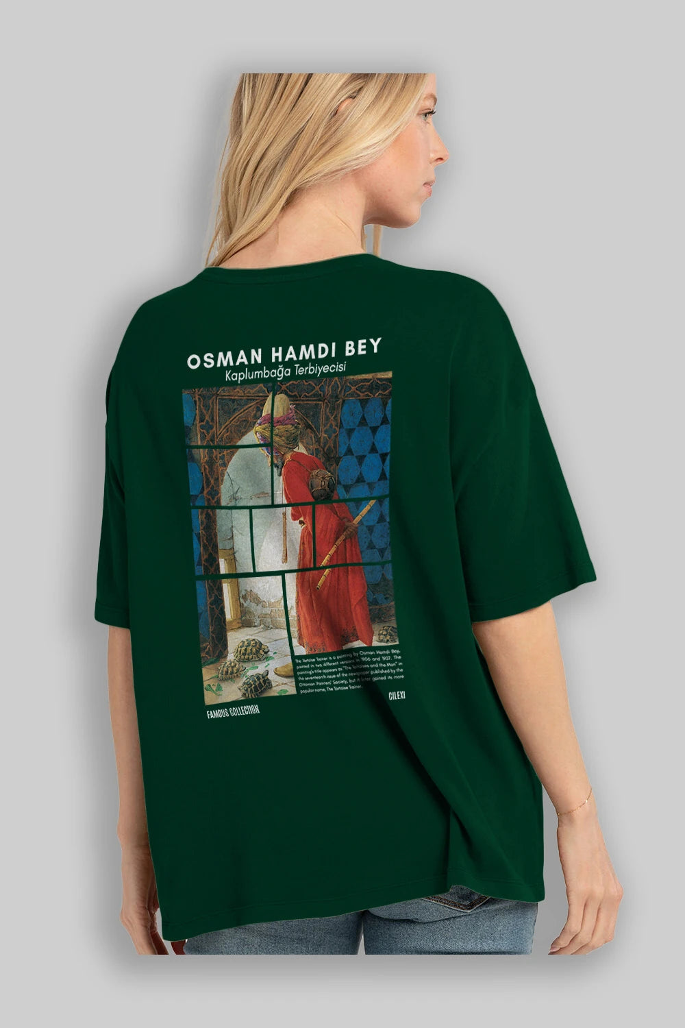 Osman Hamdi Bey Arka Baskılı Oversize t-shirt Erkek Kadın Bisiklet Yaka Pamuk tişort