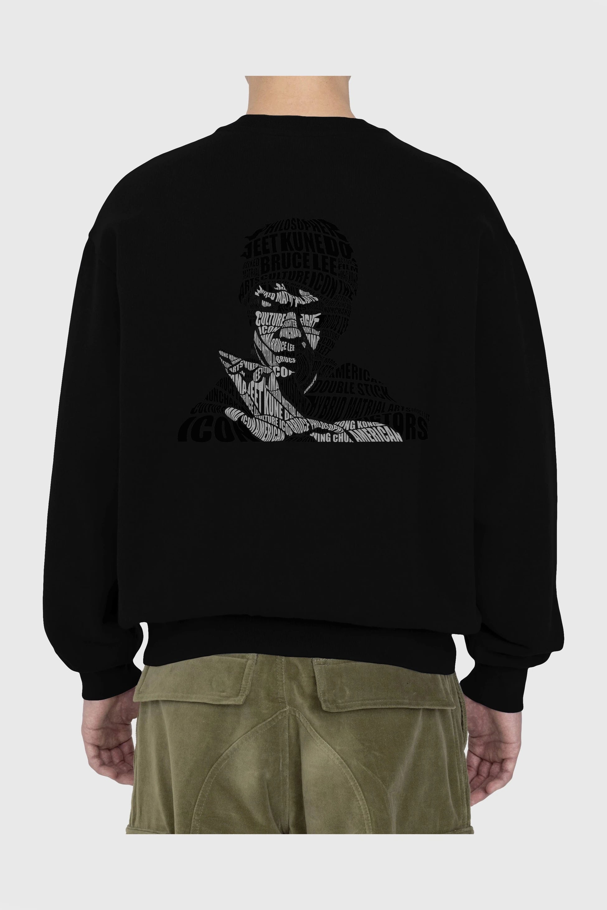 Bruce Lee Calligram Arka Baskılı Oversize Sweatshirt Erkek Kadın Unisex