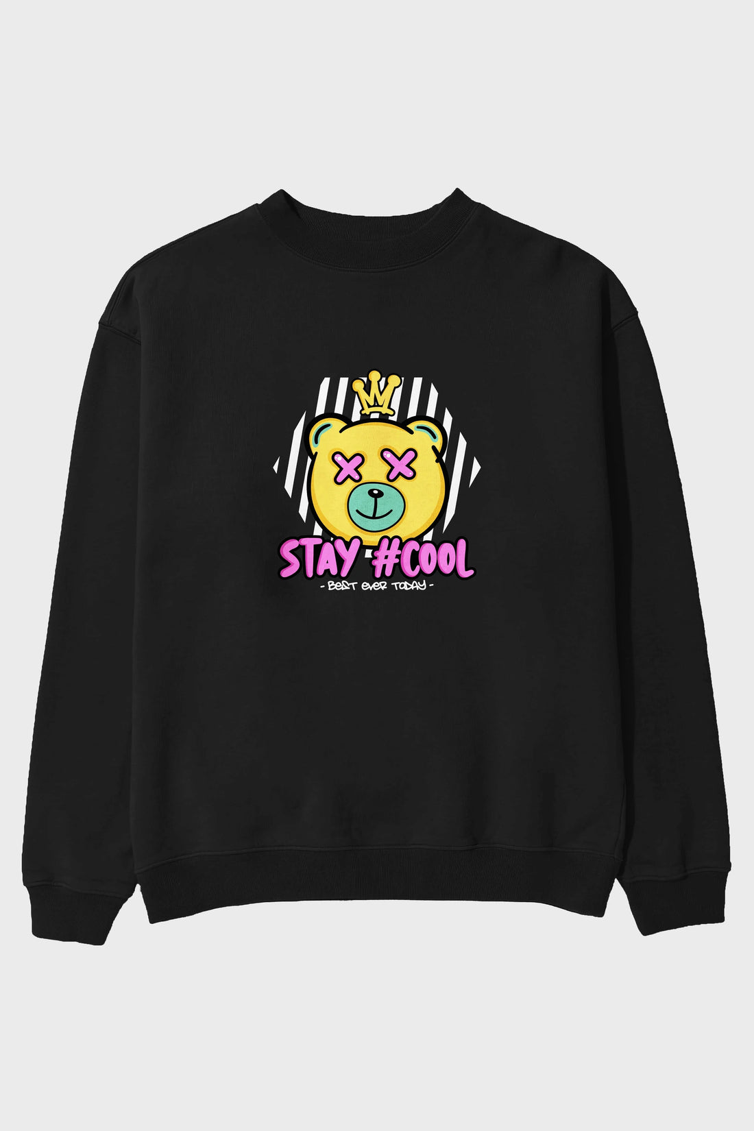 Stay Cool Bear Ön Baskılı Oversize Sweatshirt Erkek Kadın Unisex