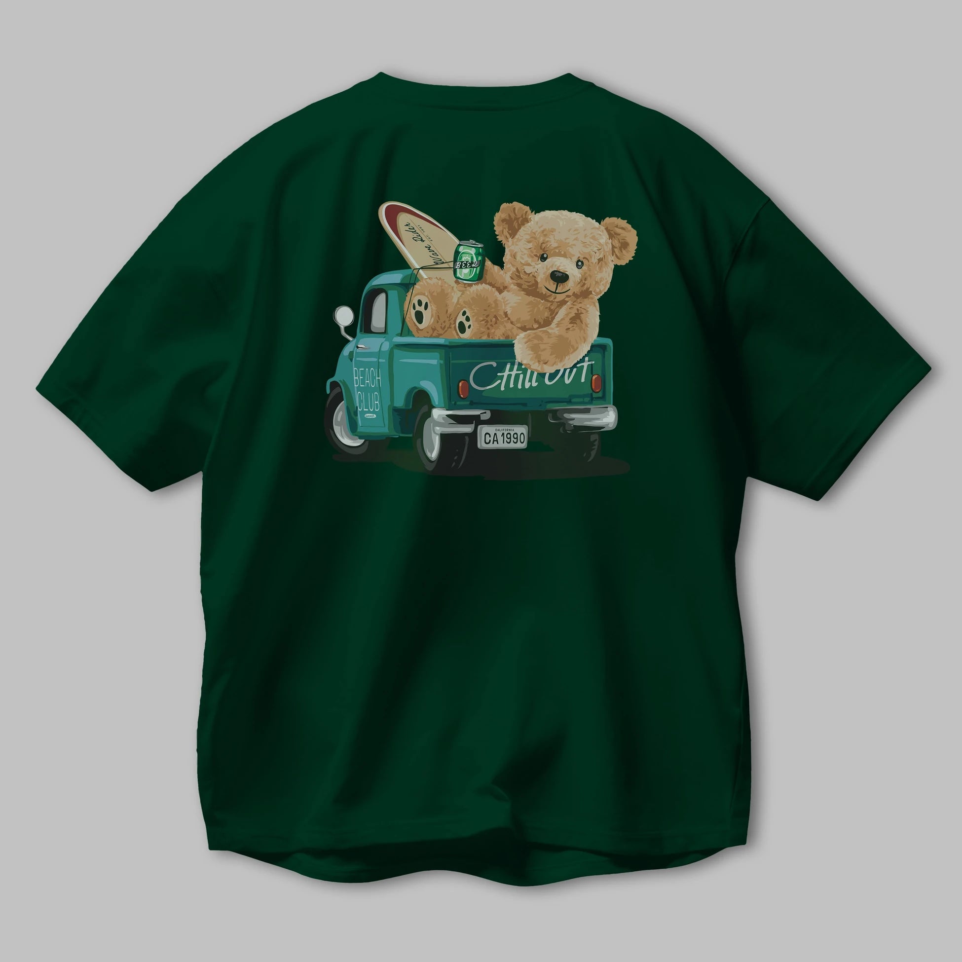 Teddy Bear Chill Out Arka Baskılı Oversize t-shirt Erkek Kadın Unisex %100 Pamuk