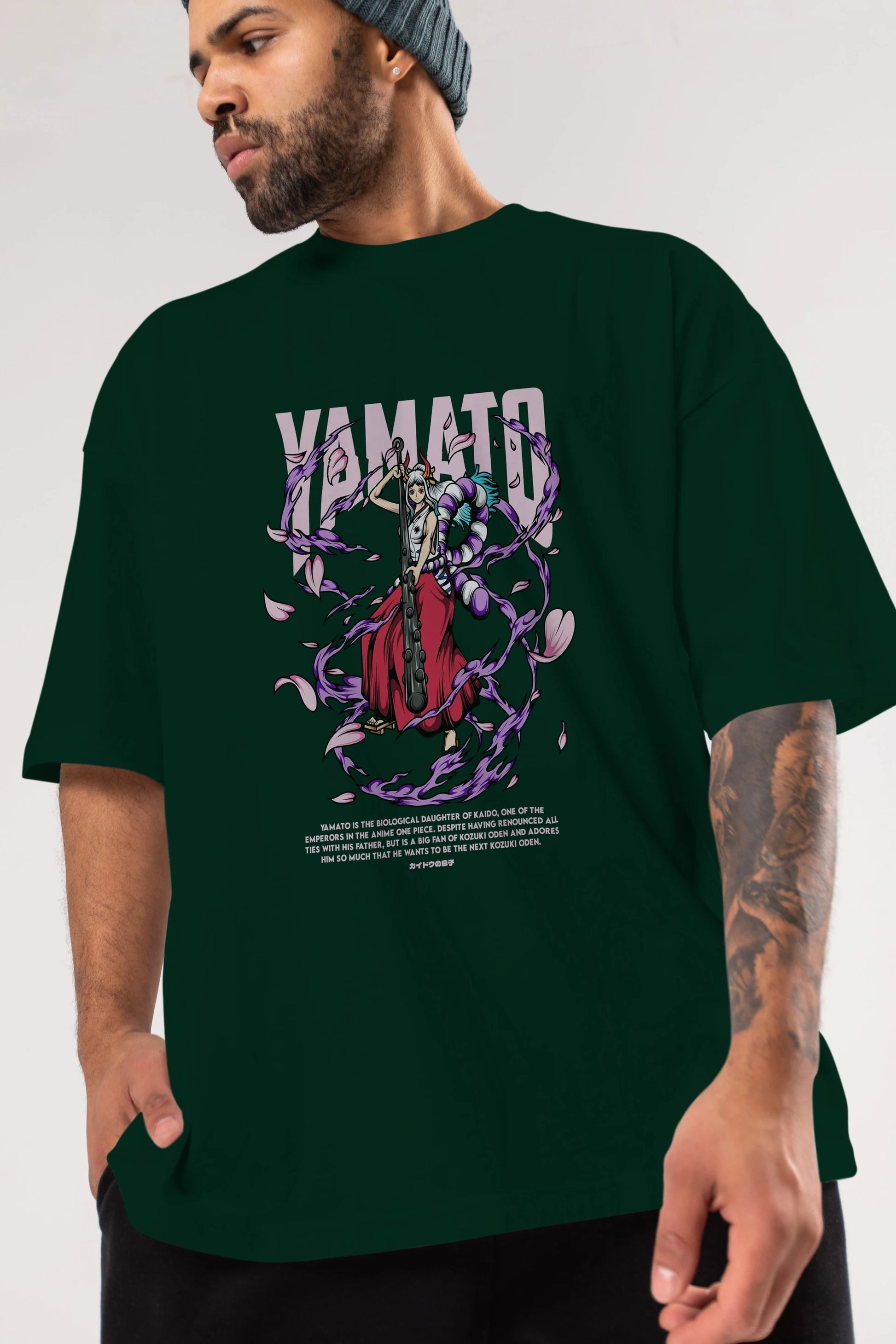 Yamato Anime Ön Baskılı Oversize t-shirt %100 pamuk Erkek Kadın Unisex