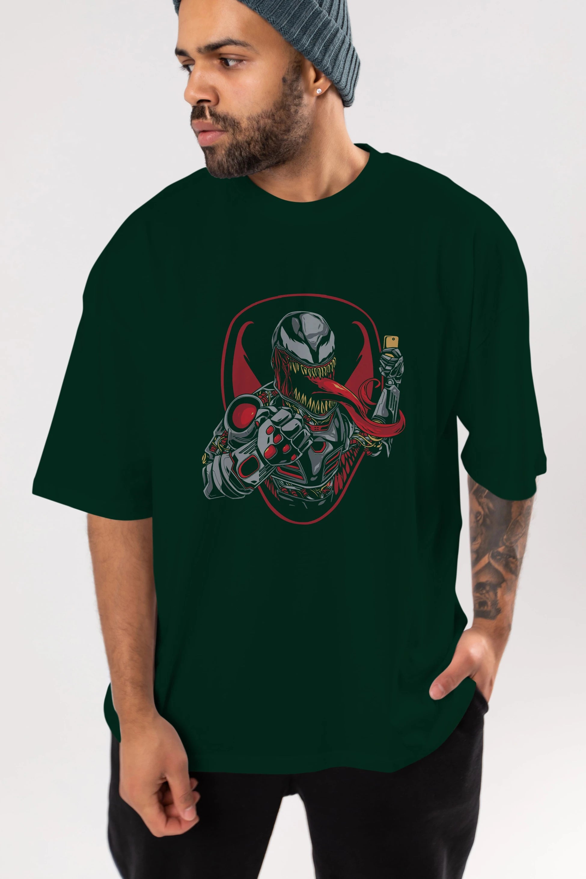 Venom (17) Ön Baskılı Oversize t-shirt Erkek Kadın Unisex %100 Pamuk Bisiklet Yaka tişort