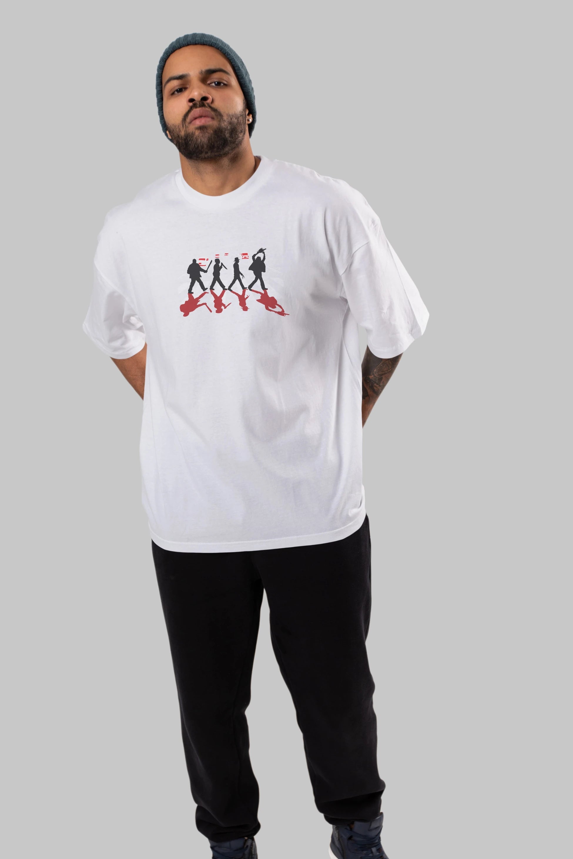 Abbey Road Killer Red Ön Baskılı Oversize t-shirt %100 pamuk Erkek Kadın Unisex