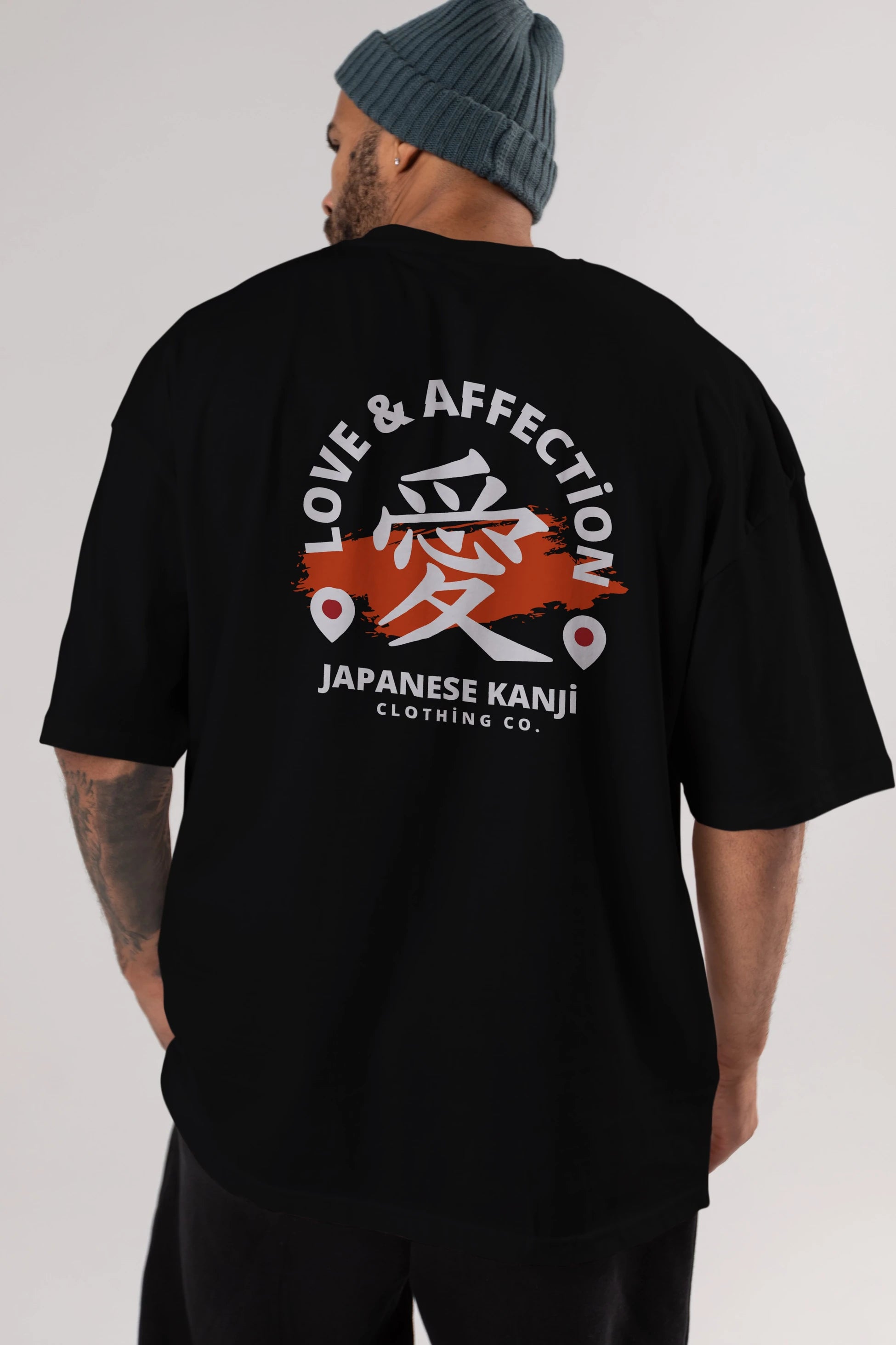 Love Affection Japanese Yazılı Arka Baskılı Oversize t-shirt Erkek Kadın Unisex