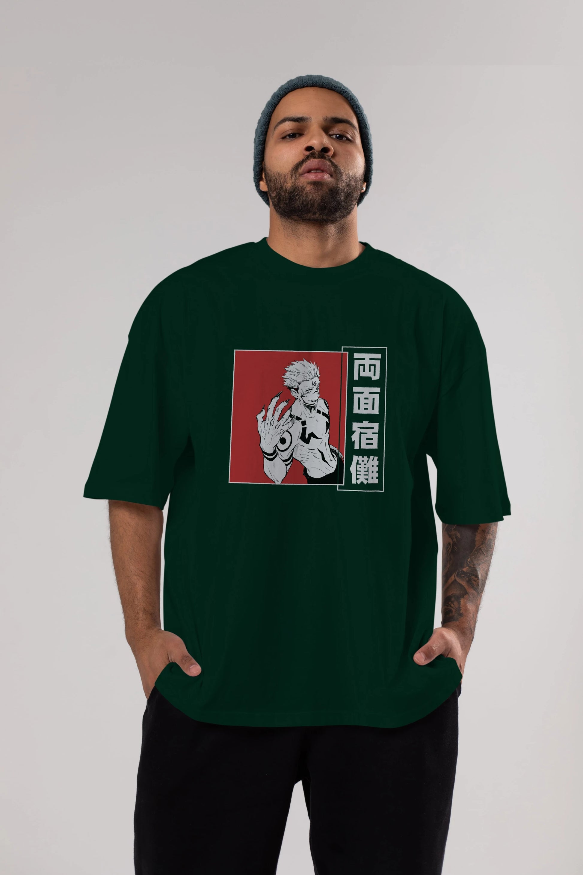 Sukuna Ryoumen 2 Anime Ön Baskılı Oversize t-shirt %100 pamuk Erkek Kadın Unisex