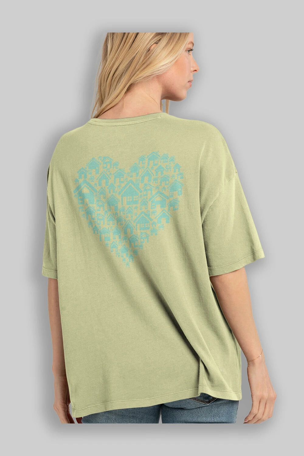 Home Heart Arka Baskılı Oversize t-shirt %100 pamuk Erkek Kadın Unisex