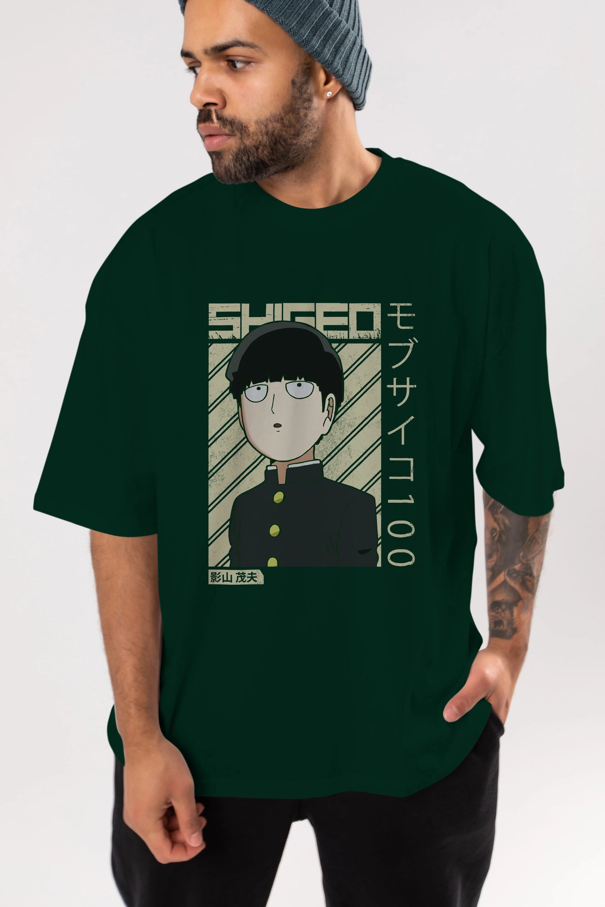 Shigeo Kageyama 2 Anime Ön Baskılı Oversize t-shirt %100 pamuk Erkek Kadın Unisex