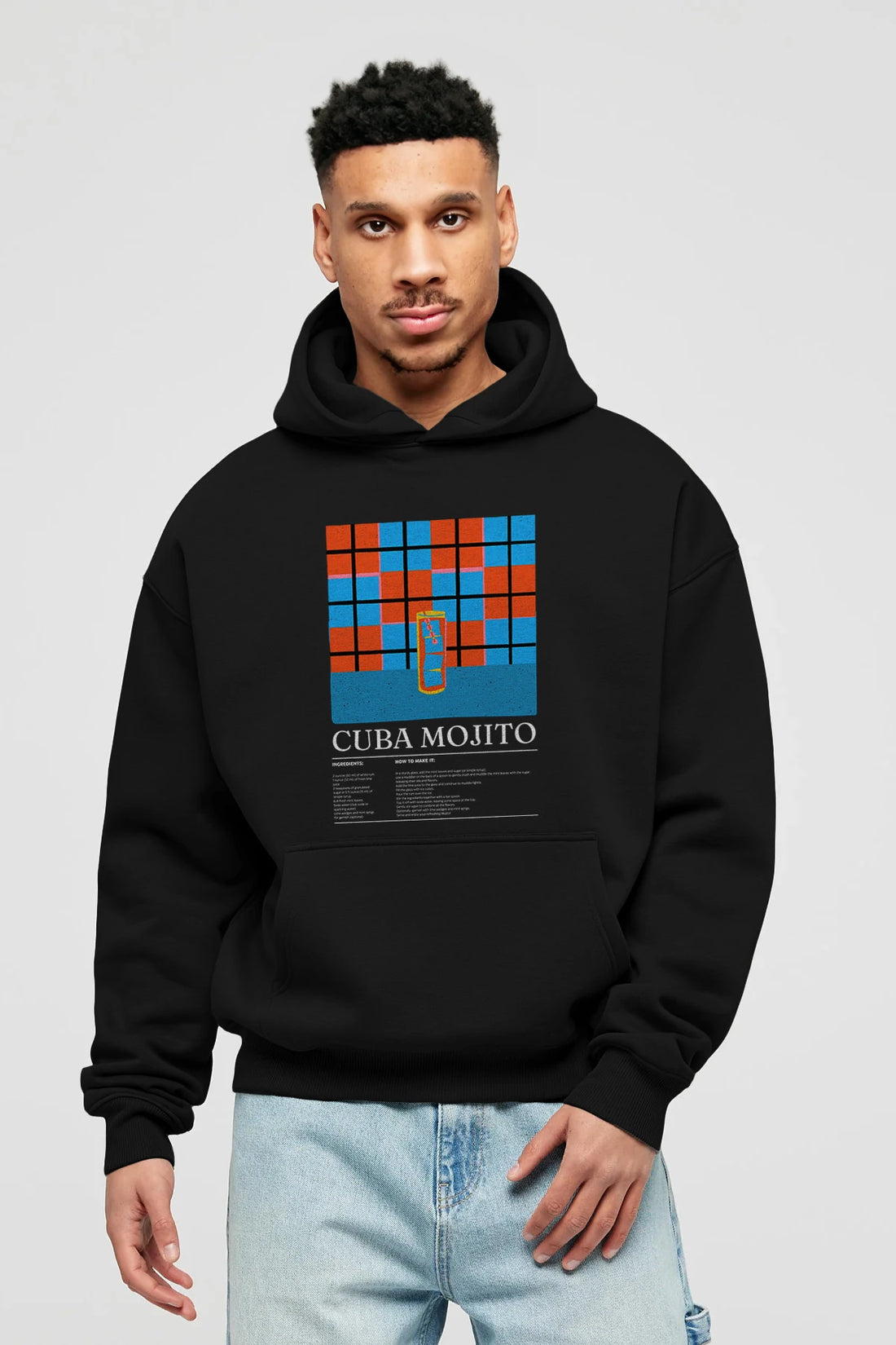 Cuba Mojito Kokteyl ön Baskılı Hoodie Oversize Kapüşonlu Sweatshirt Erkek Kadın