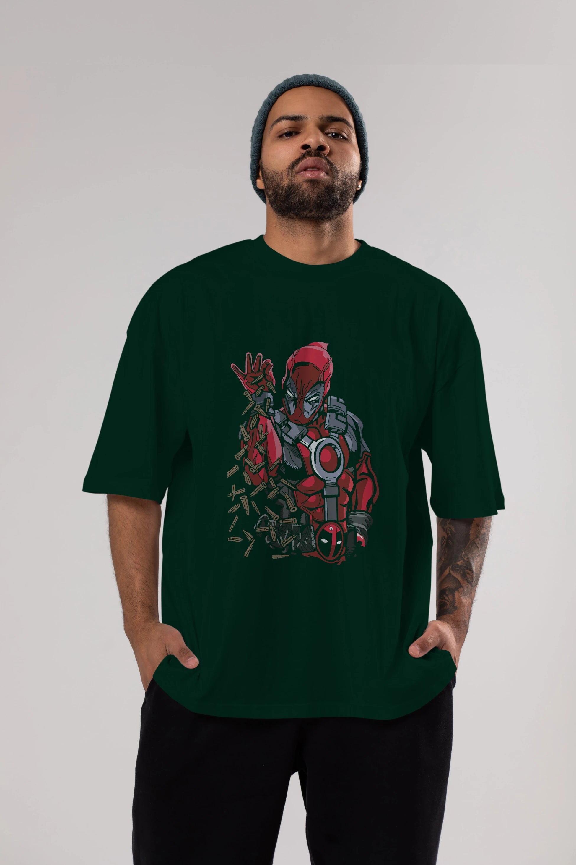 Deadpool (2) Ön Baskılı Oversize t-shirt Erkek Kadın Unisex %100 Pamuk Bisiklet Yaka tişort