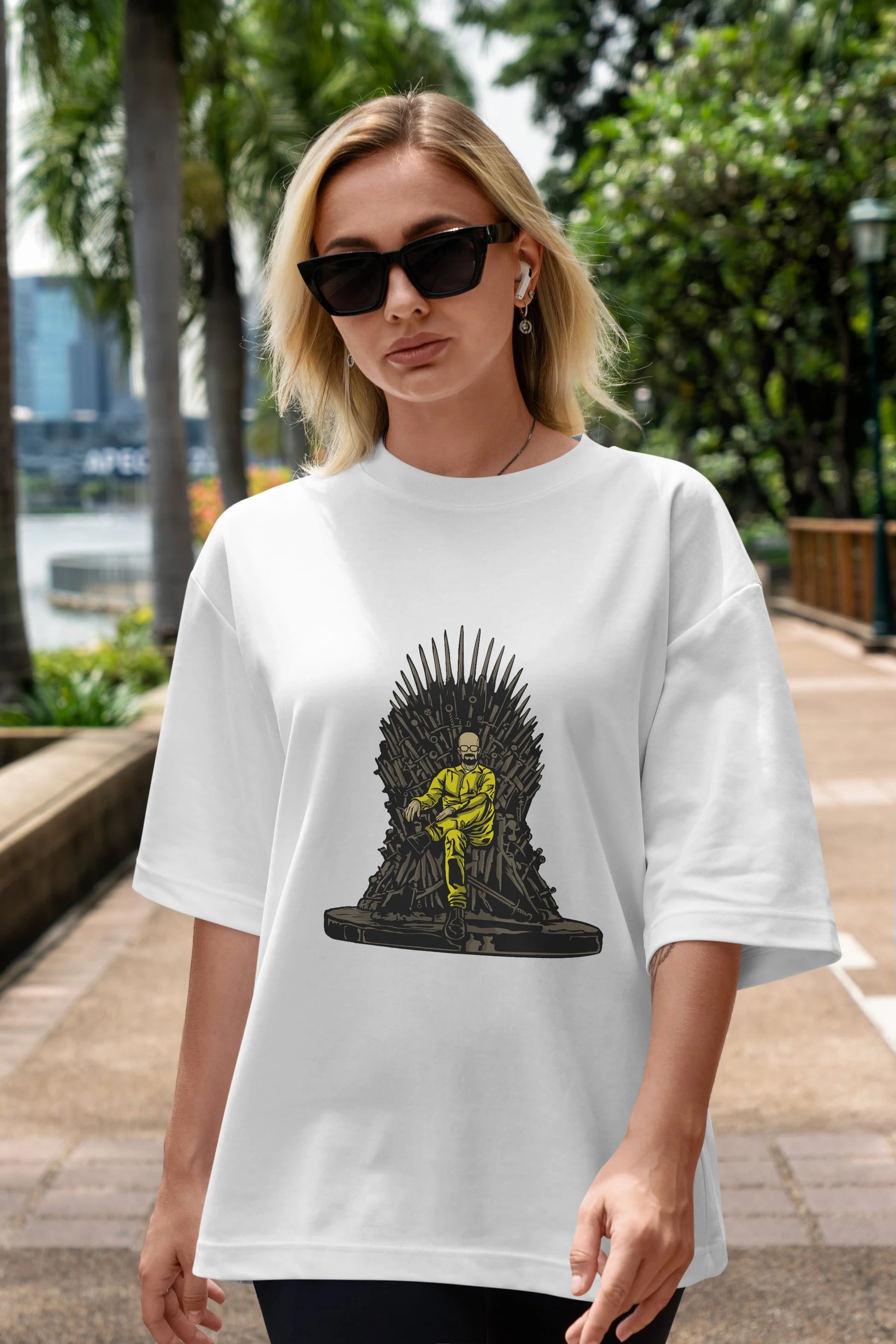 Danger Throne Ön Baskılı Oversize t-shirt Erkek Kadın Unisex %100 Pamuk tişort