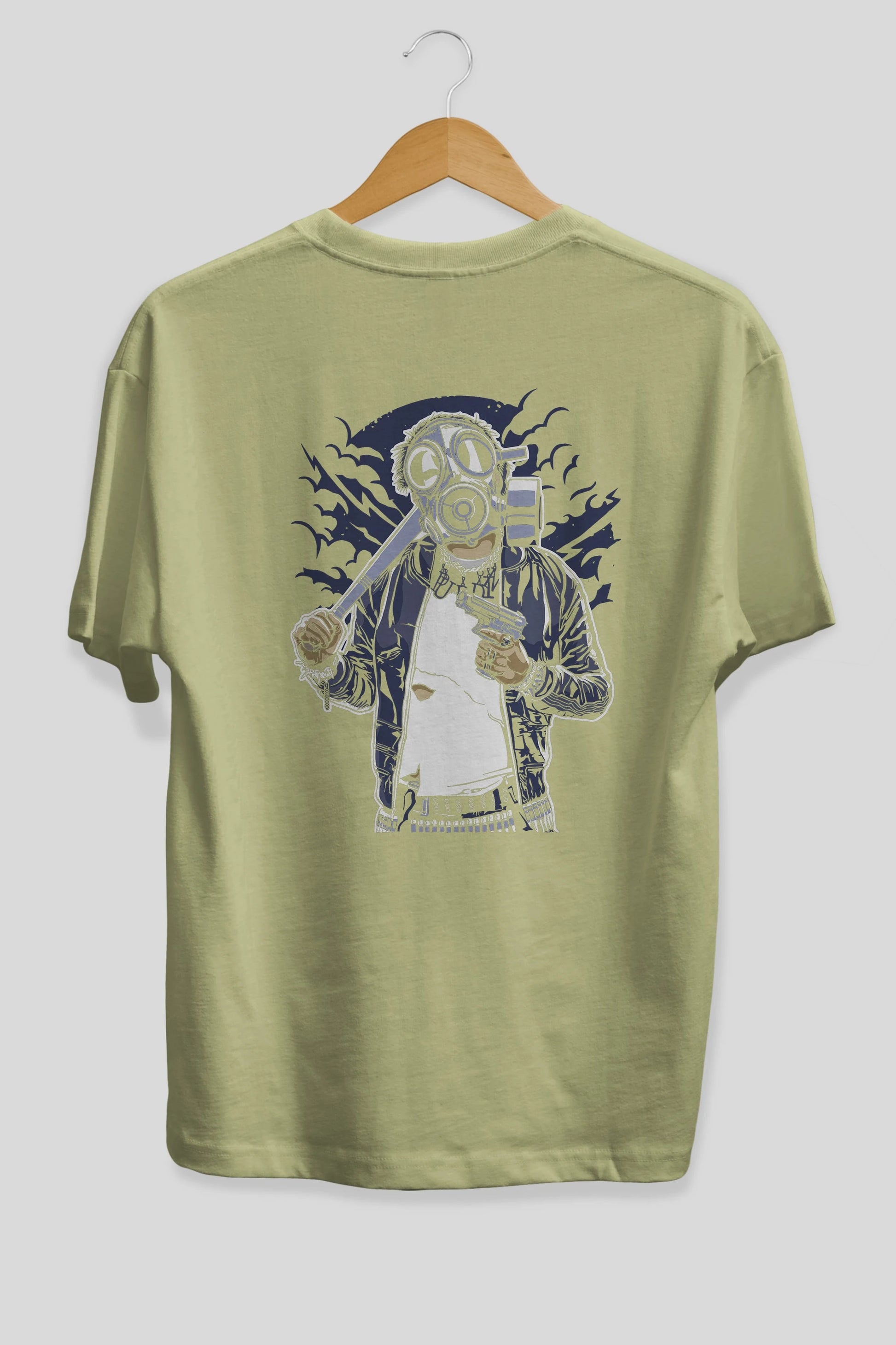 Gasmask Bastard Arka Baskılı Oversize t-shirt Erkek Kadın Unisex %100 Pamuk