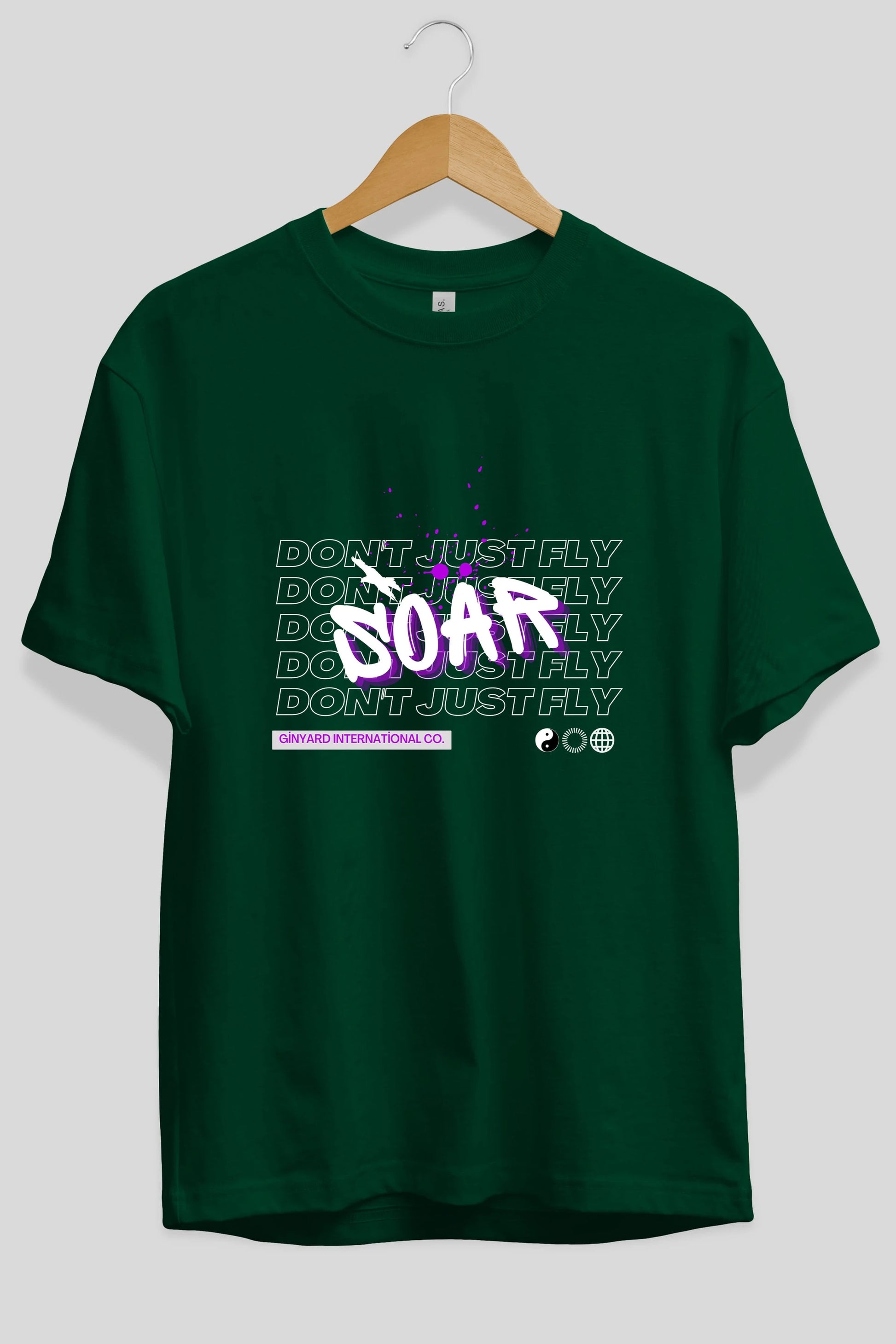 Soar Dont Just Fly Yazılı Ön Baskılı Oversize t-shirt Erkek Kadın Unisex