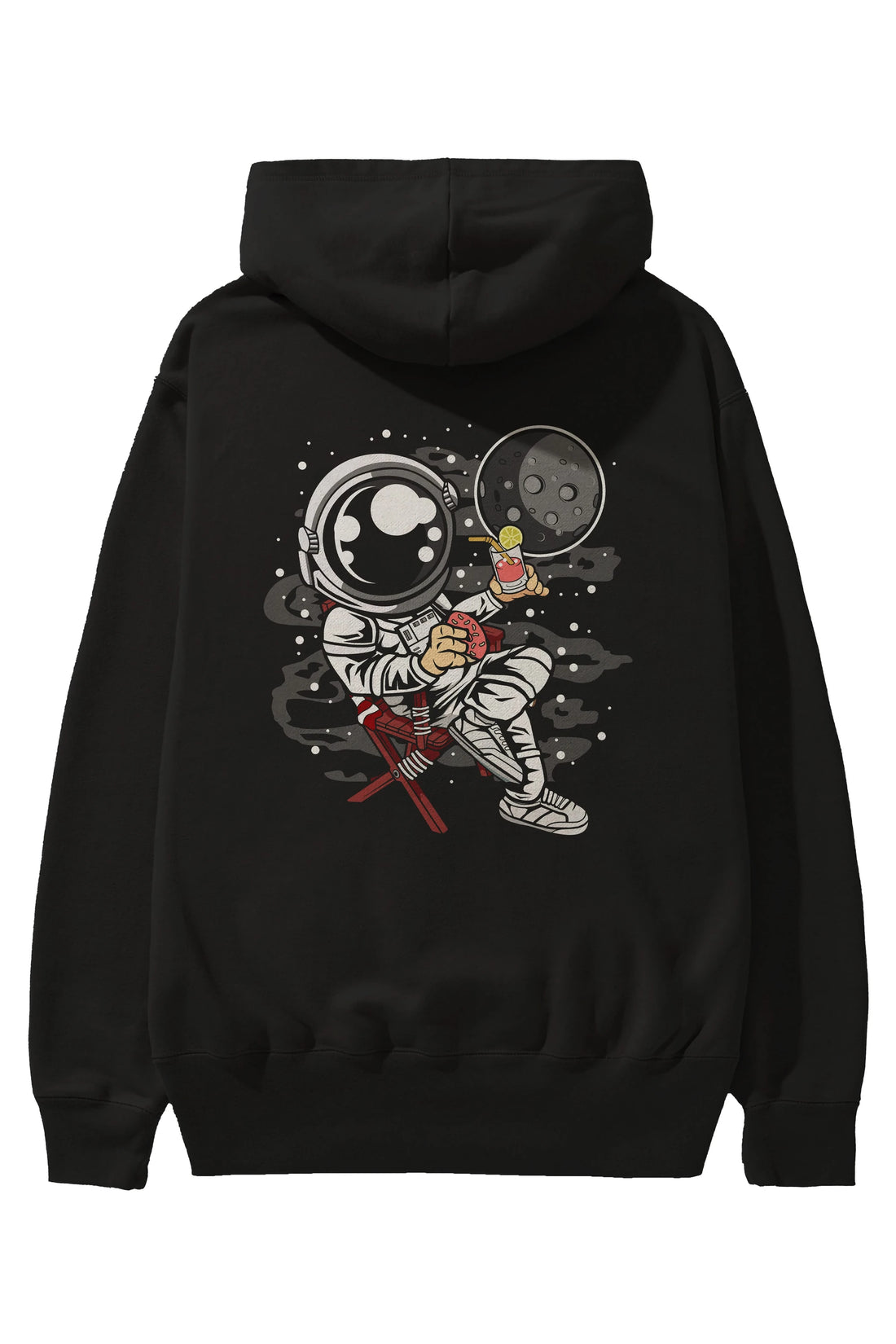 Holiday Astronaut Arka Baskılı Hoodie Oversize Kapüşonlu Sweatshirt Erkek Kadın Unisex